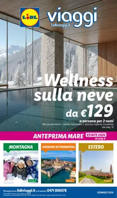 Anteprima dell'opuscolo Volantino Viaggi Wellness dal negozio Lidl valido da 01/01/2026