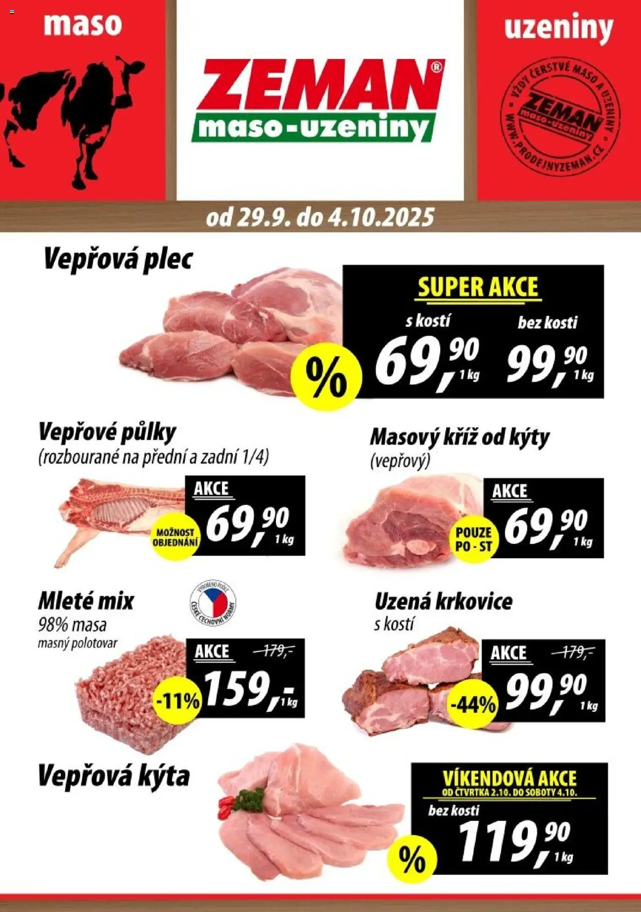  Prodejny Zeman Leták - Kaplice, Milevsko, Netolice (29.09.2025 - 04.10.2025)