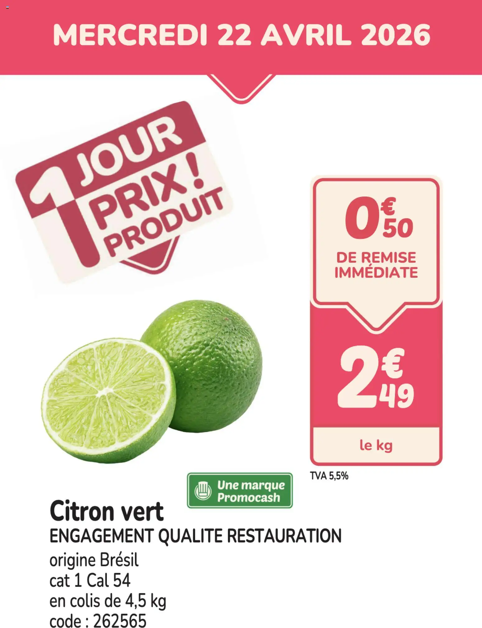 Prévisualisation de Promocash PROMO citron vert du magasin Promocash formulaire valide 22/04/2026