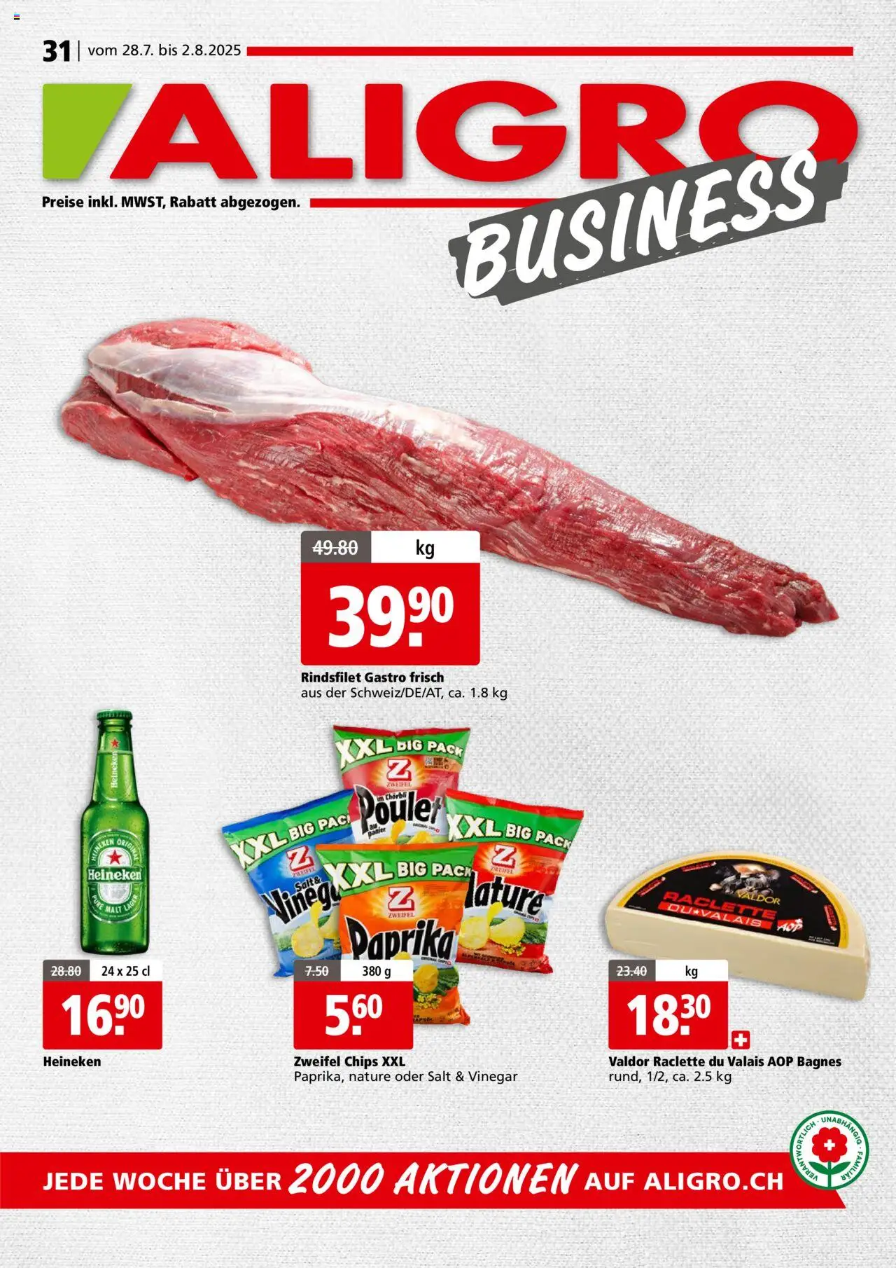 Aligro Aktionen Businesskunden - Chavannes, Matran, Genf, Sitten ab 28.07.2025 - Seitennummer 1