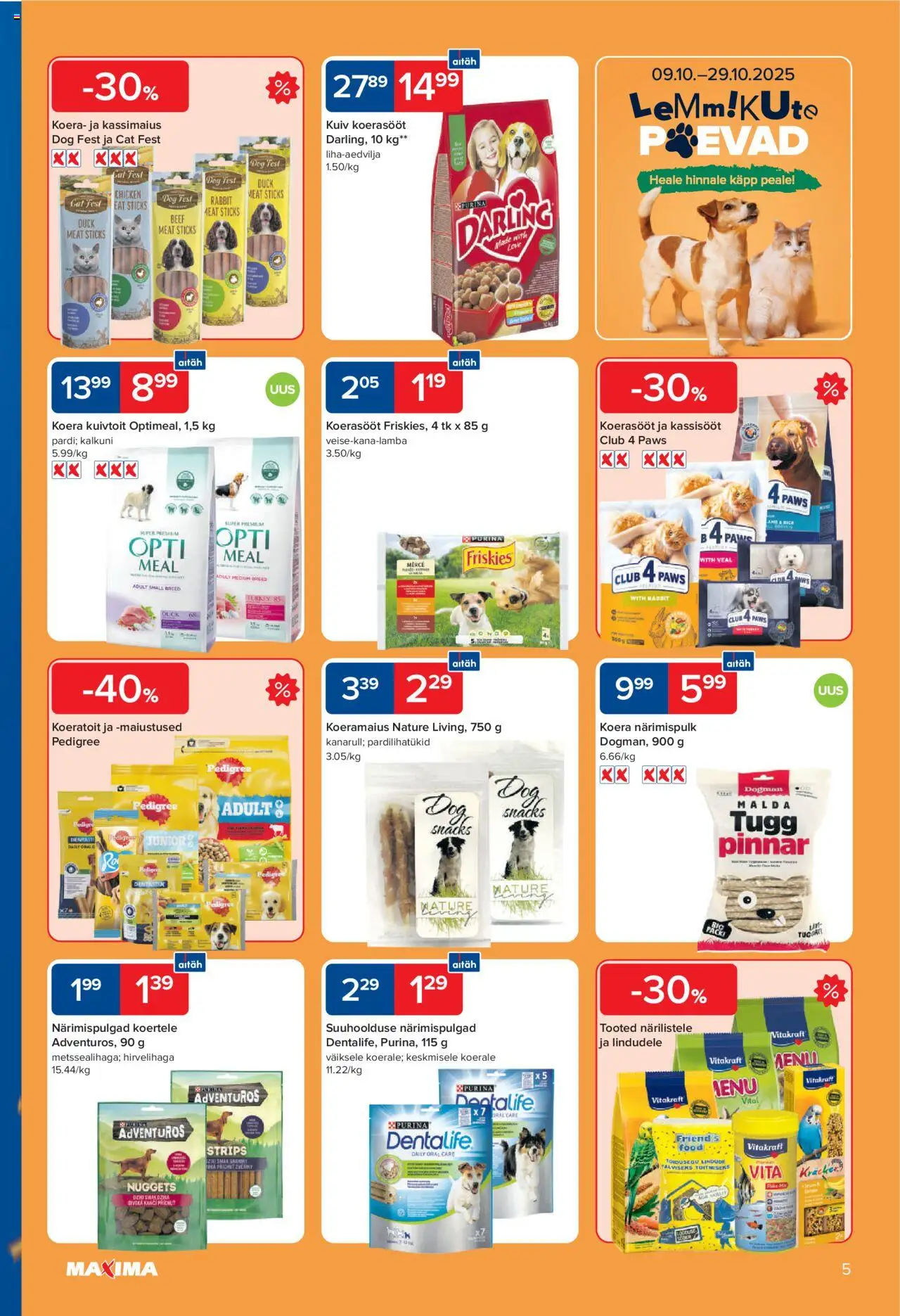 Maxima kliendilehe eelvaade alates 2025.10.21