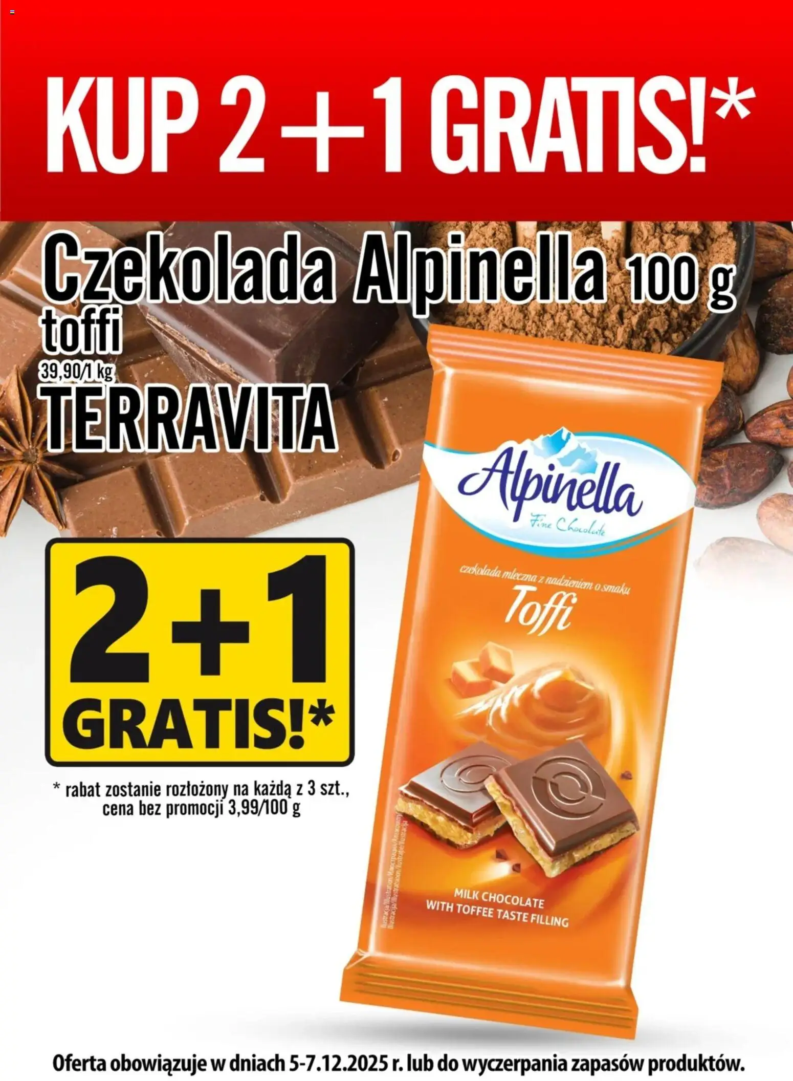 Pogląd gazetki "Promocja - Czekolada Alpinella Toffi" ze sklepu Prim Market ważnej od 05.12.2025