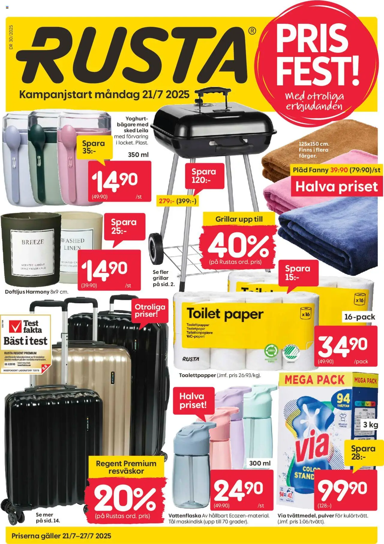 Aktuella reklamblad Rusta är giltig 21/07 2025 > Veckans Erbjudanden gäller från 21/07/2025 till 27/07/2025 sidnummer 1