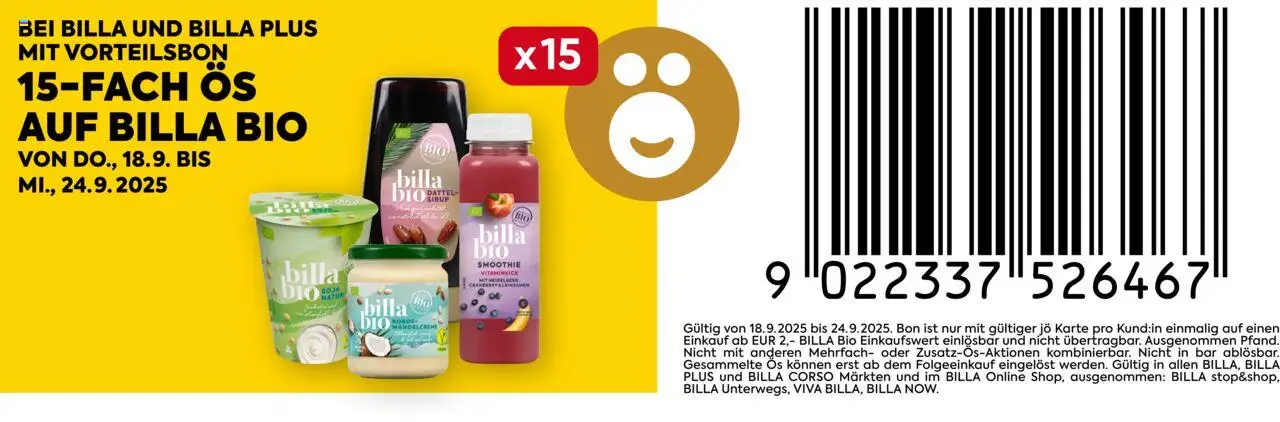  BILLA Flugblatt ab 18.09.2025 vorschau >> 15-fach Ös - Seite 1 - Dattel