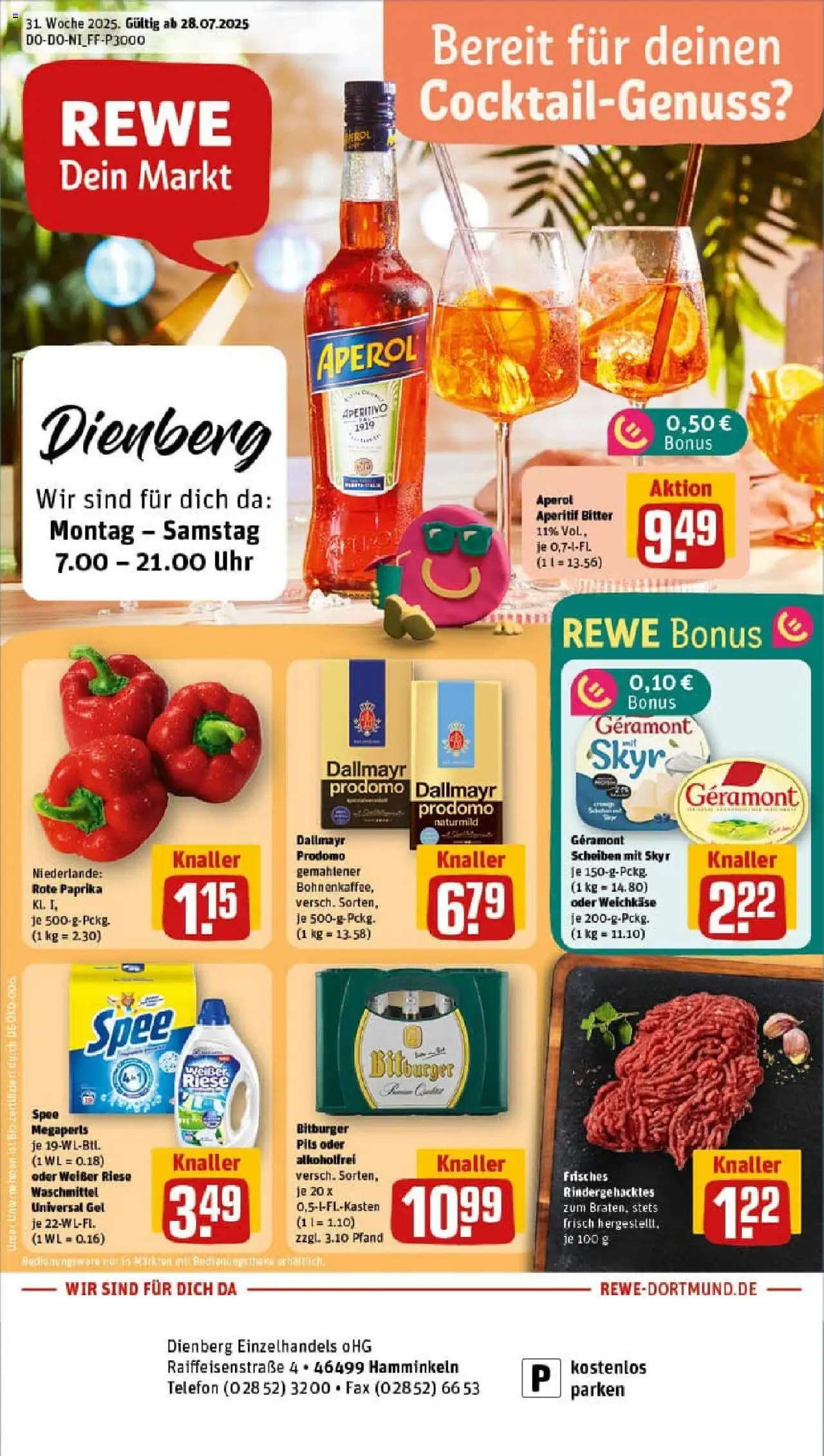 REWE Prospekt ab 27.07.2025 nächste Woche - Prospekt Hamminkeln	