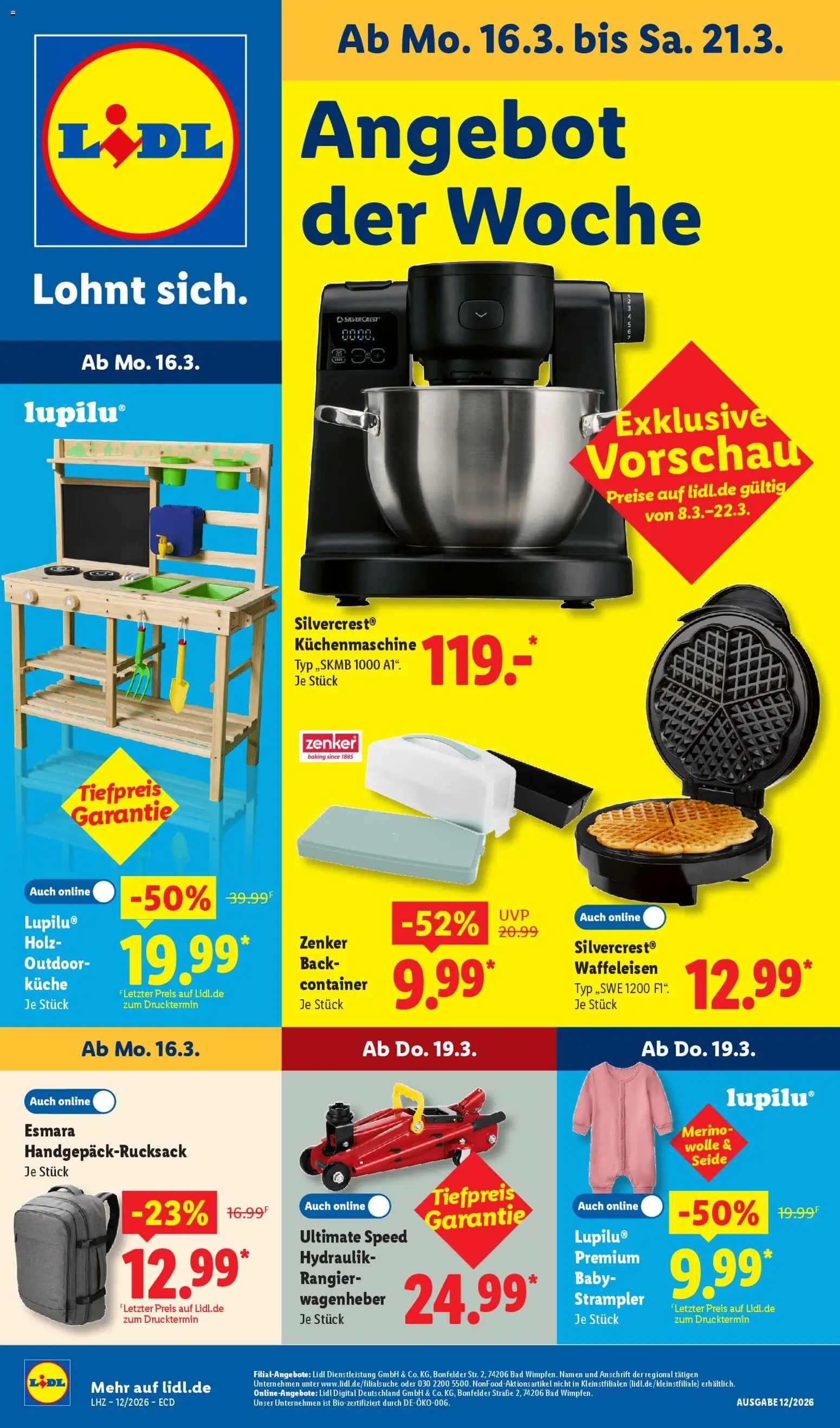 Vorschau von dem Prospekt des Geschäftes Lidl, gültig ab dem 16.03.2026 - Küche, Bad, Waffeleisen