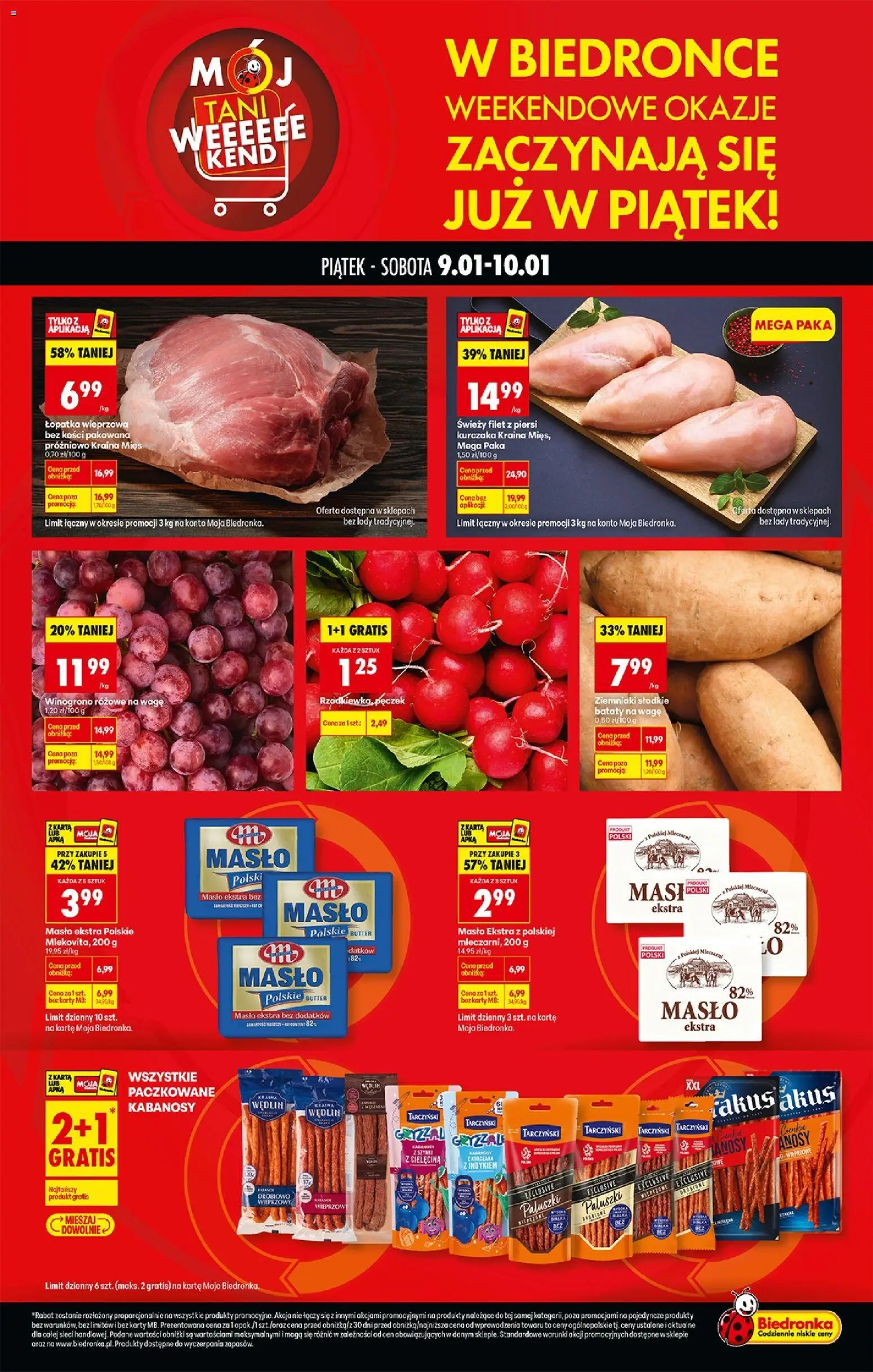 Pogląd gazetki "Tani weekend" ze sklepu Biedronka ważnej od 09.01.2026