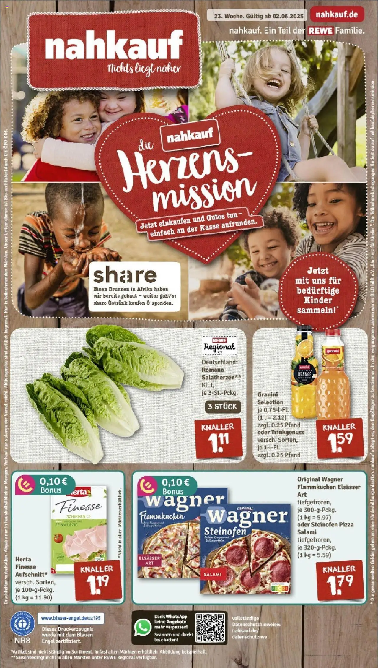 REWE Prospekt ab 01.06.2025 nächste Woche - Prospekt Rastatt - Pizza, Salami, Schinken, Granini, Herta finesse