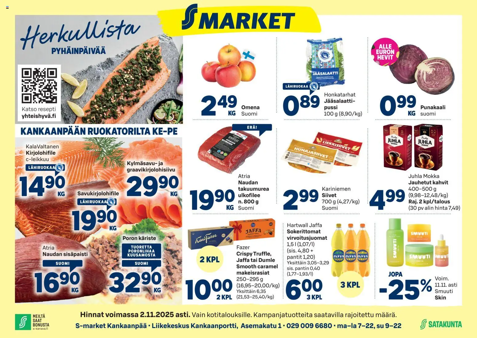 Kaupan S-market Kankaanpää esikatselu, voimassa 29/10/2025