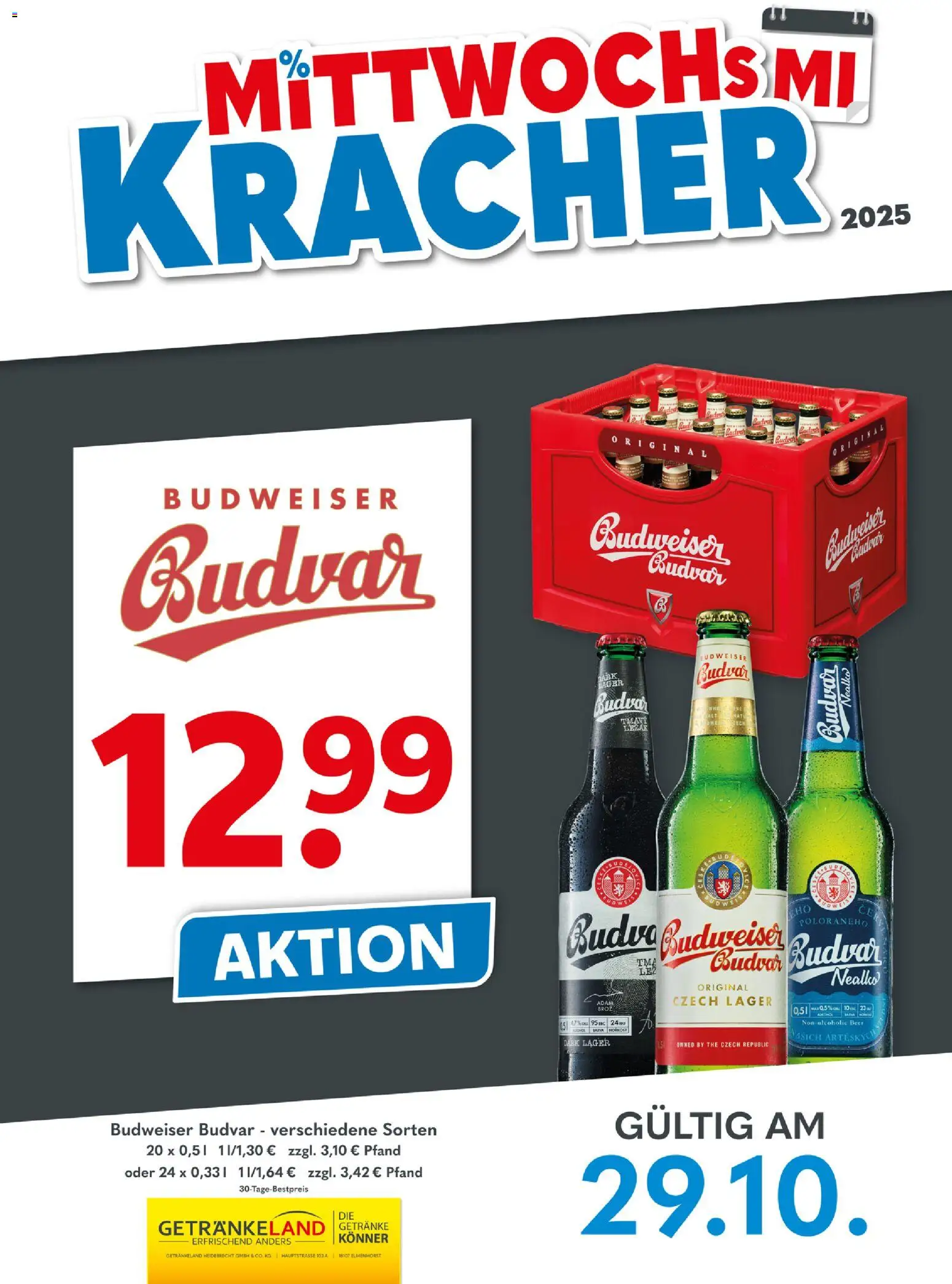 Getränkeland Mittwochs Kracher (vom 29.10.2025 - 29.10.2025) - Budweiser