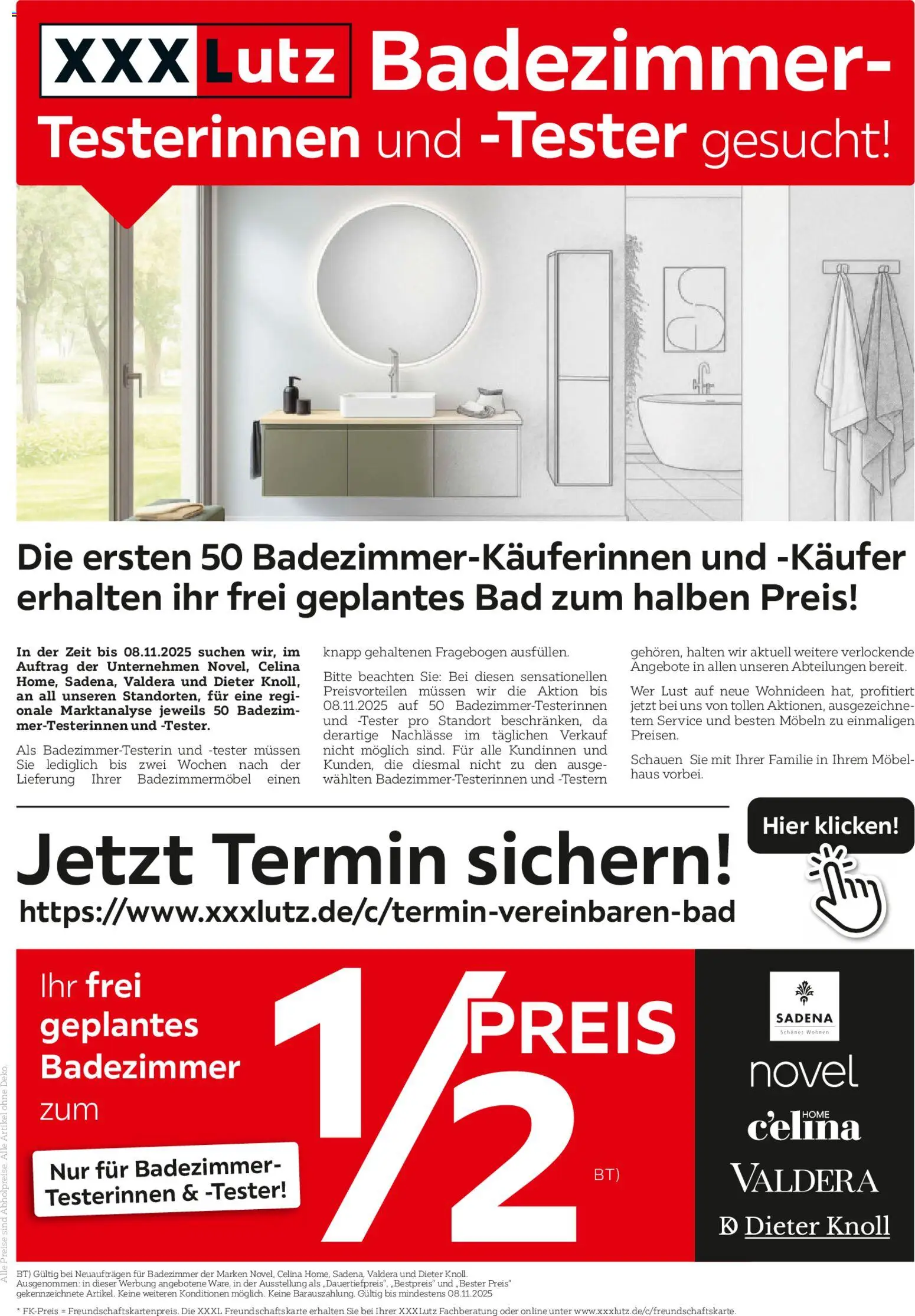 XXXL Lutz Badezimmer-Testerinnen und -Tester gesucht! (vom 26.10.2025 - 09.11.2025)
