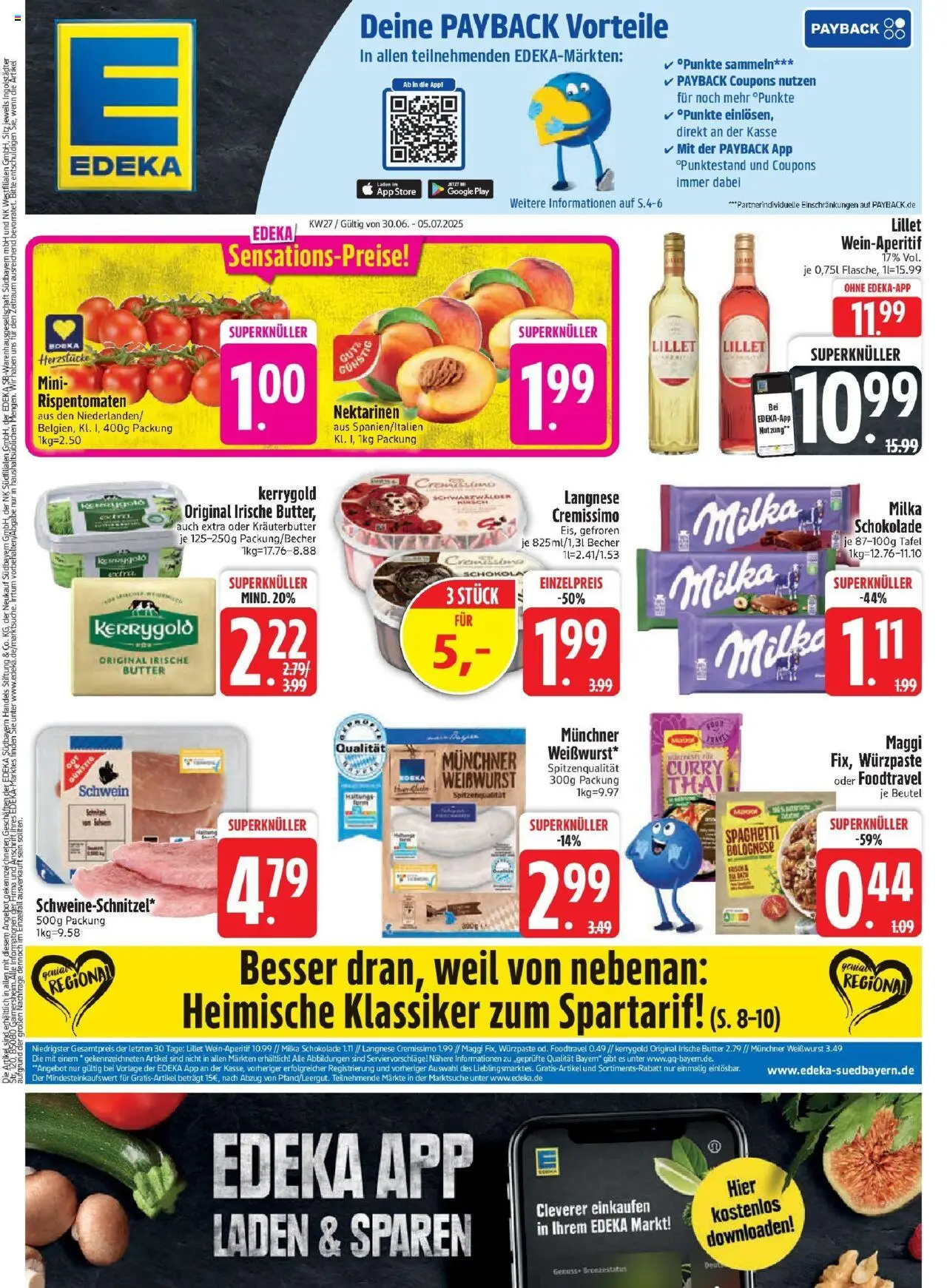 EDEKA Prospekt ab 29.06.2025 - Prospekt Bodenwöhr Online - Schnitzel, Schokolade, Milka schokolade, Milka, Nektarinen, Kräuterbutter, Langnese, Cremissimo