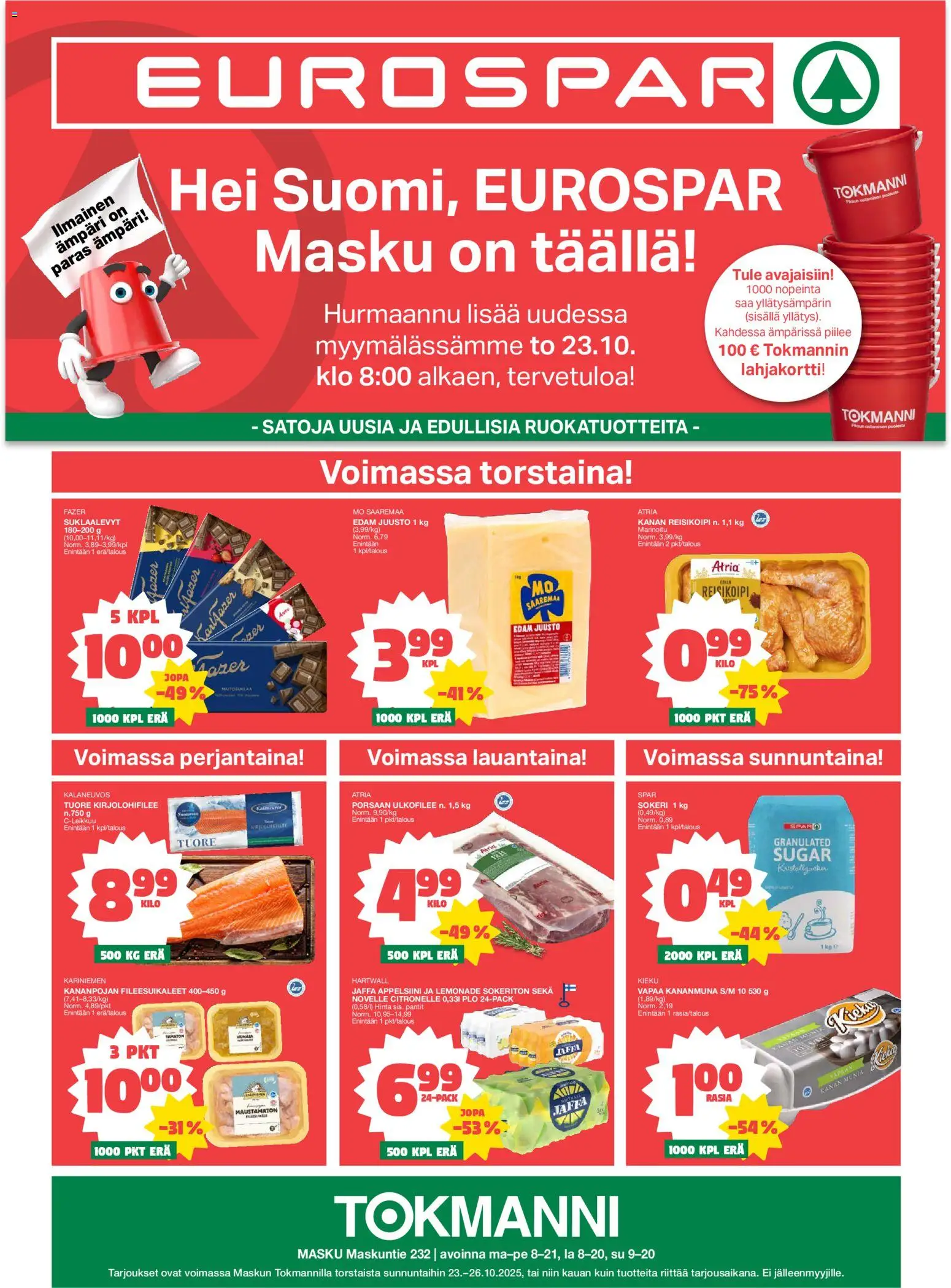 Tokmanni-kaupan EUROSPAR Masku Avajaistarjoukset voimassa 23/10/2025 - Sivulla 1