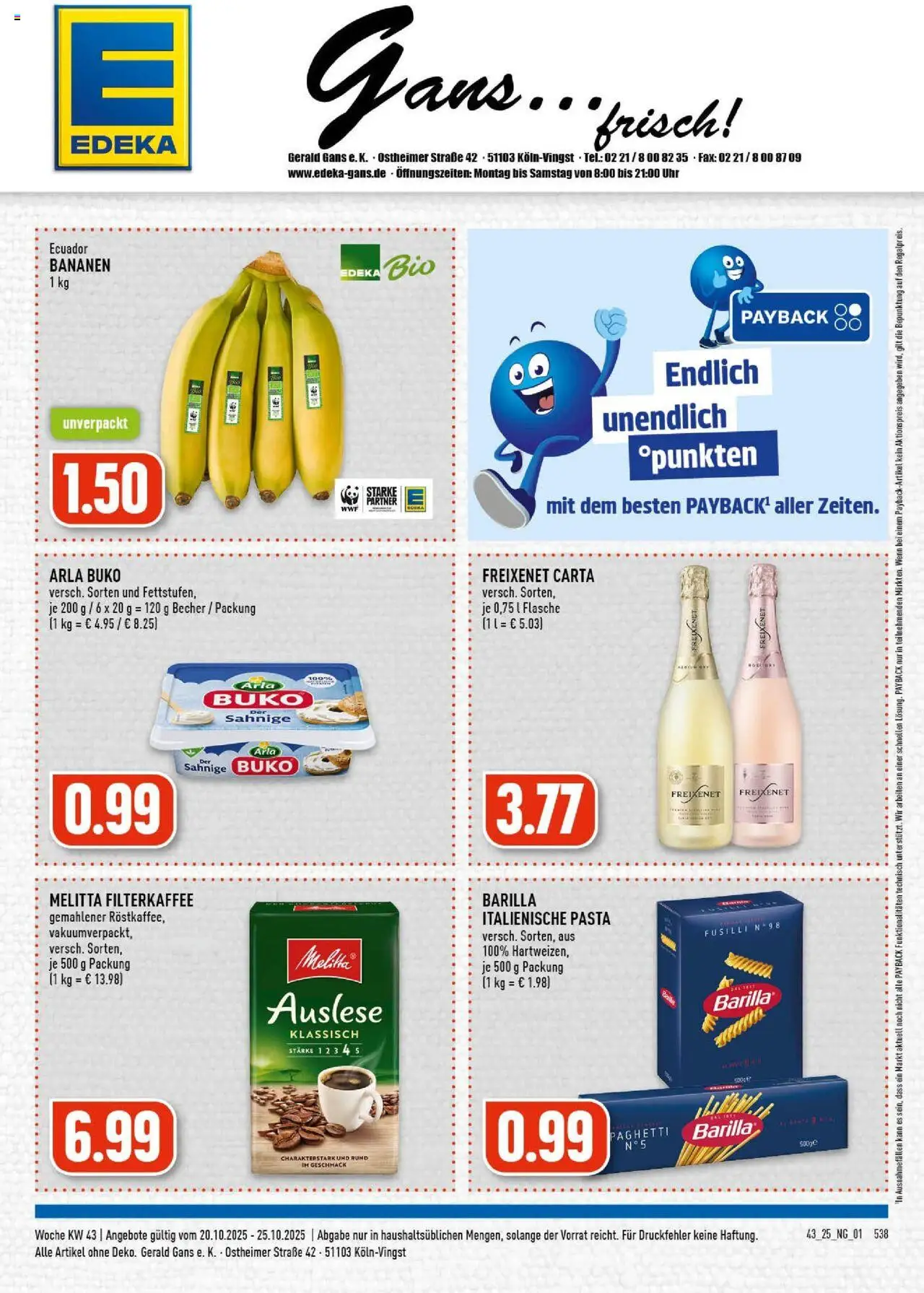 EDEKA Prospekt ab 19.10.2025 - Prospekt Köln-Vingst Online