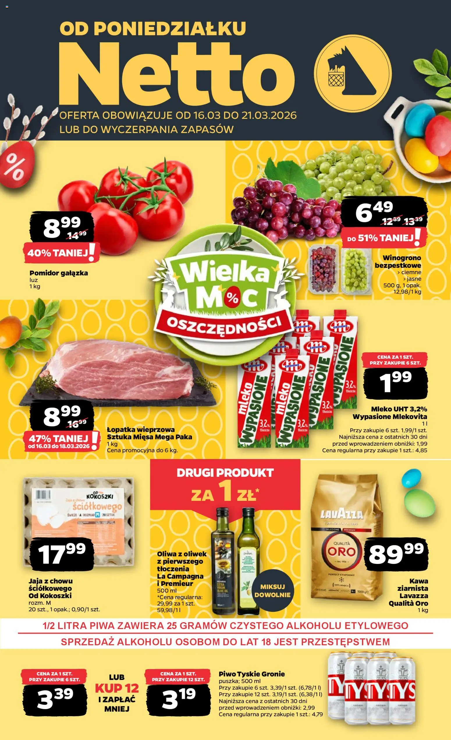 Pogląd gazetki "Netto gazetka od poniedziałku spożywcza" ze sklepu Netto ważnej od 16.03.2026