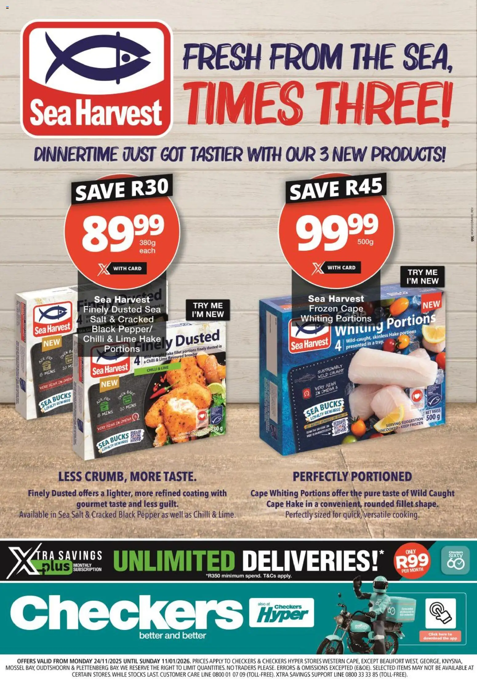 Preview of Checkers flyer valid from 24/11/2025 - Salt, Oven, Lime, Pepper, Chilli, Fillet