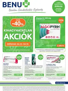 BENU Gyógyszertárak - BENU Gyógyszertárak akciós újság megtekintése, amely érvényes 2026.04.01.-től