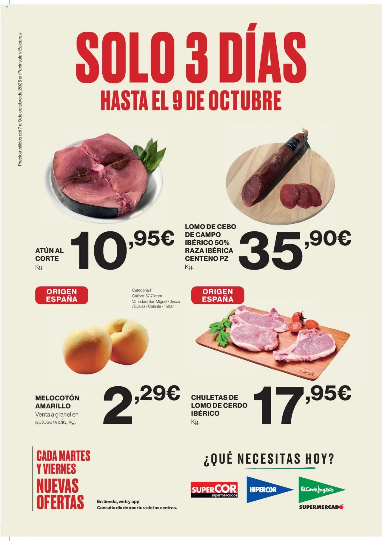 Hipercor Catálogo > 07/10 - 09/10/2025 > Ofertas - Cerdo, Atún, Lomo, Lomo de cerdo