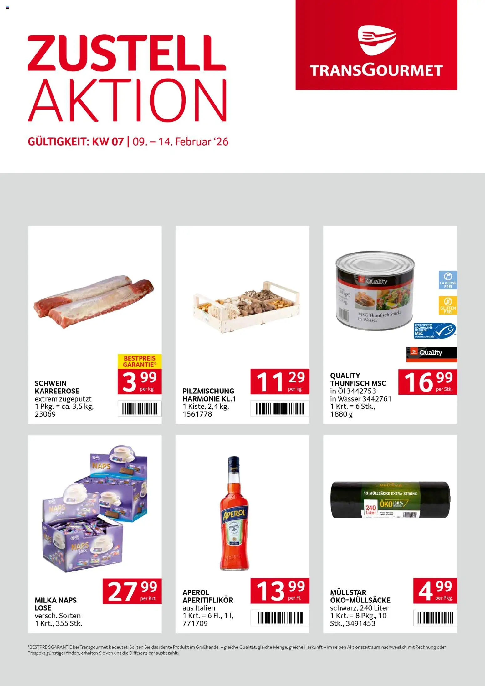 Vorschau der Angebote: Transgourmet Zustellaktion gültig ab 09.02.2026