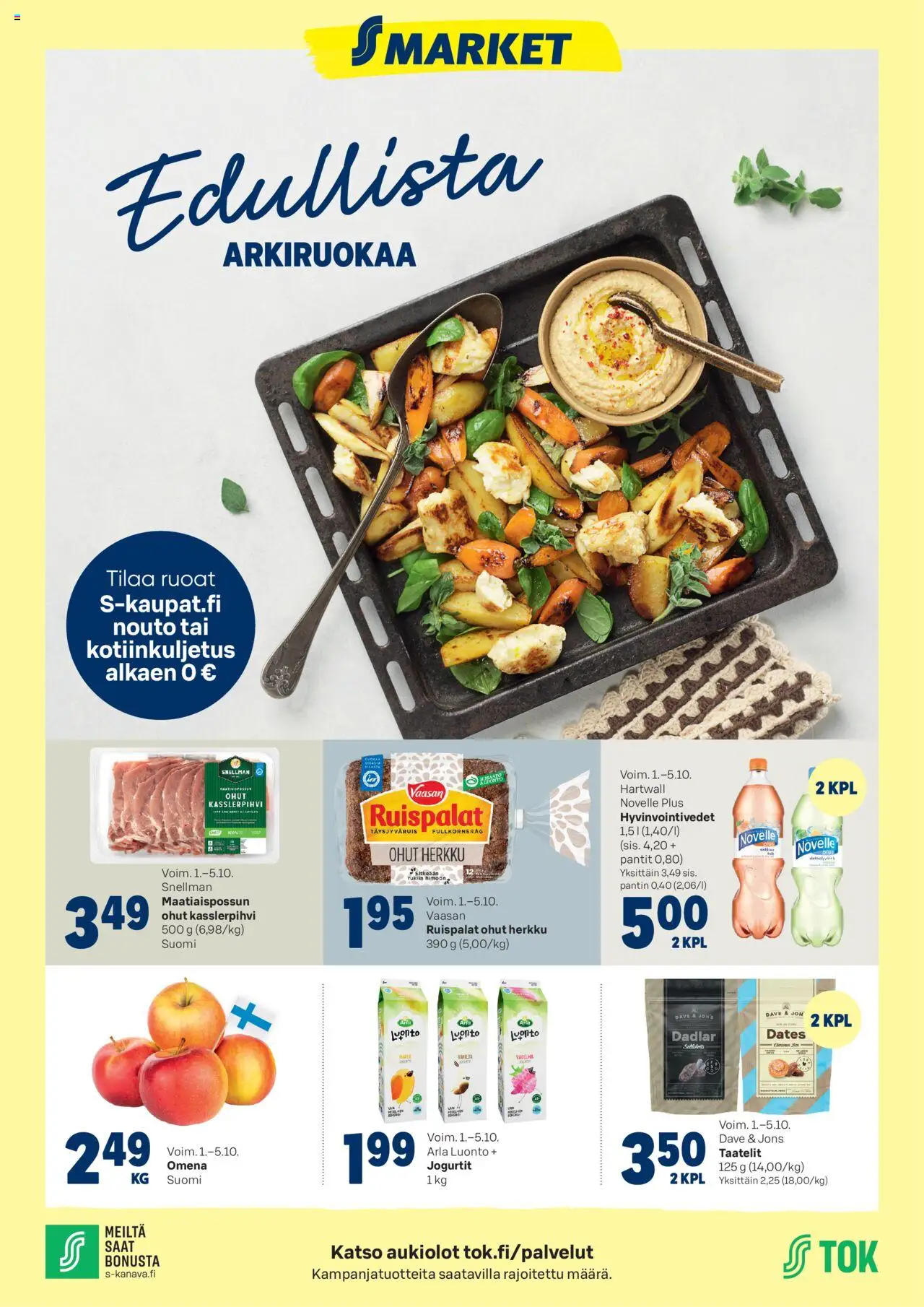 S-market-kaupan Tarjoukset - Edullista Arkiruokаa voimassa 01/10/2025 - Sivulla 1