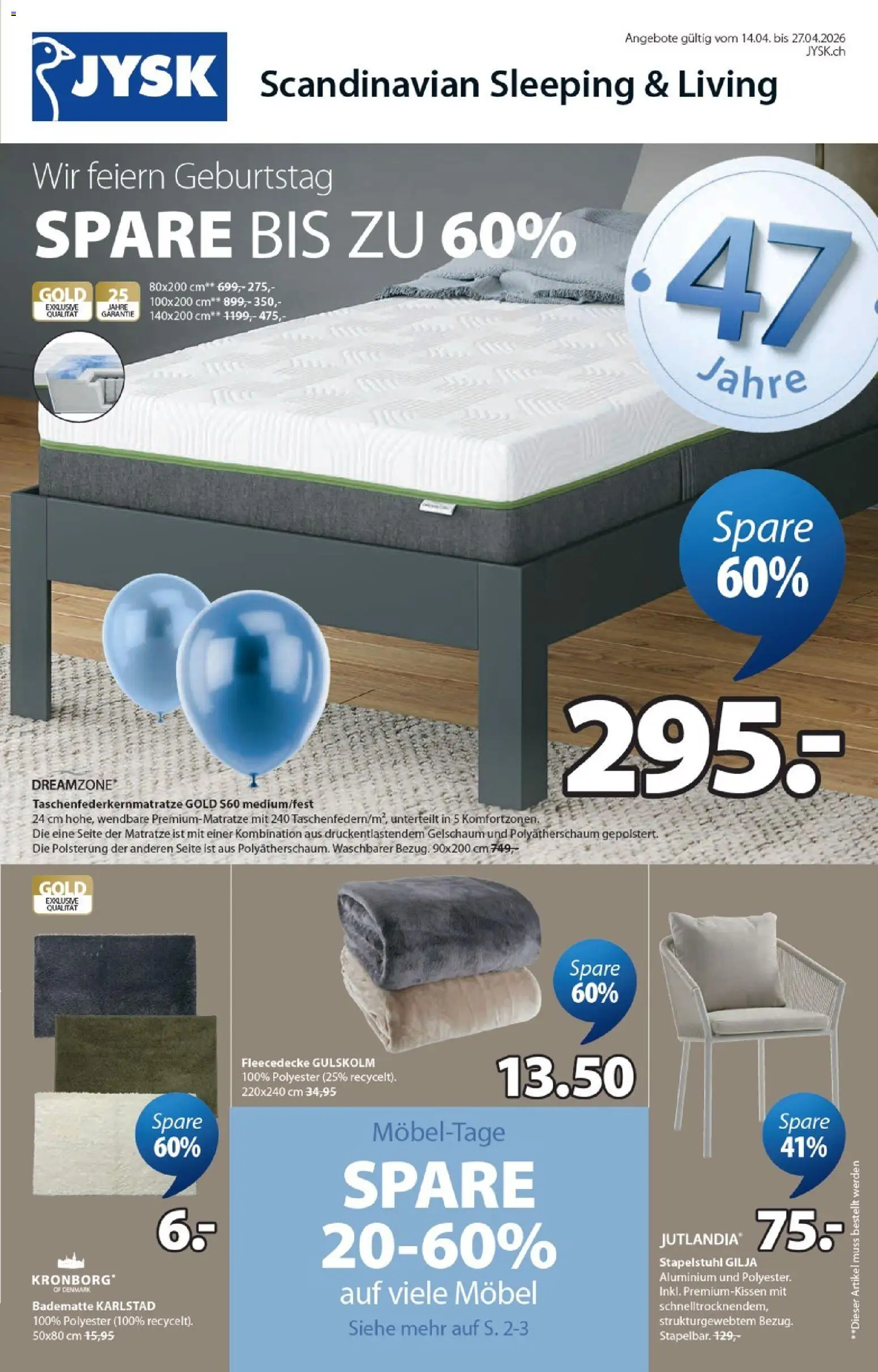 Vorschau des Merkblatts JYSK aktionen vom Shop JYSK gültig von 14.04.2026 bis 27.04.2026