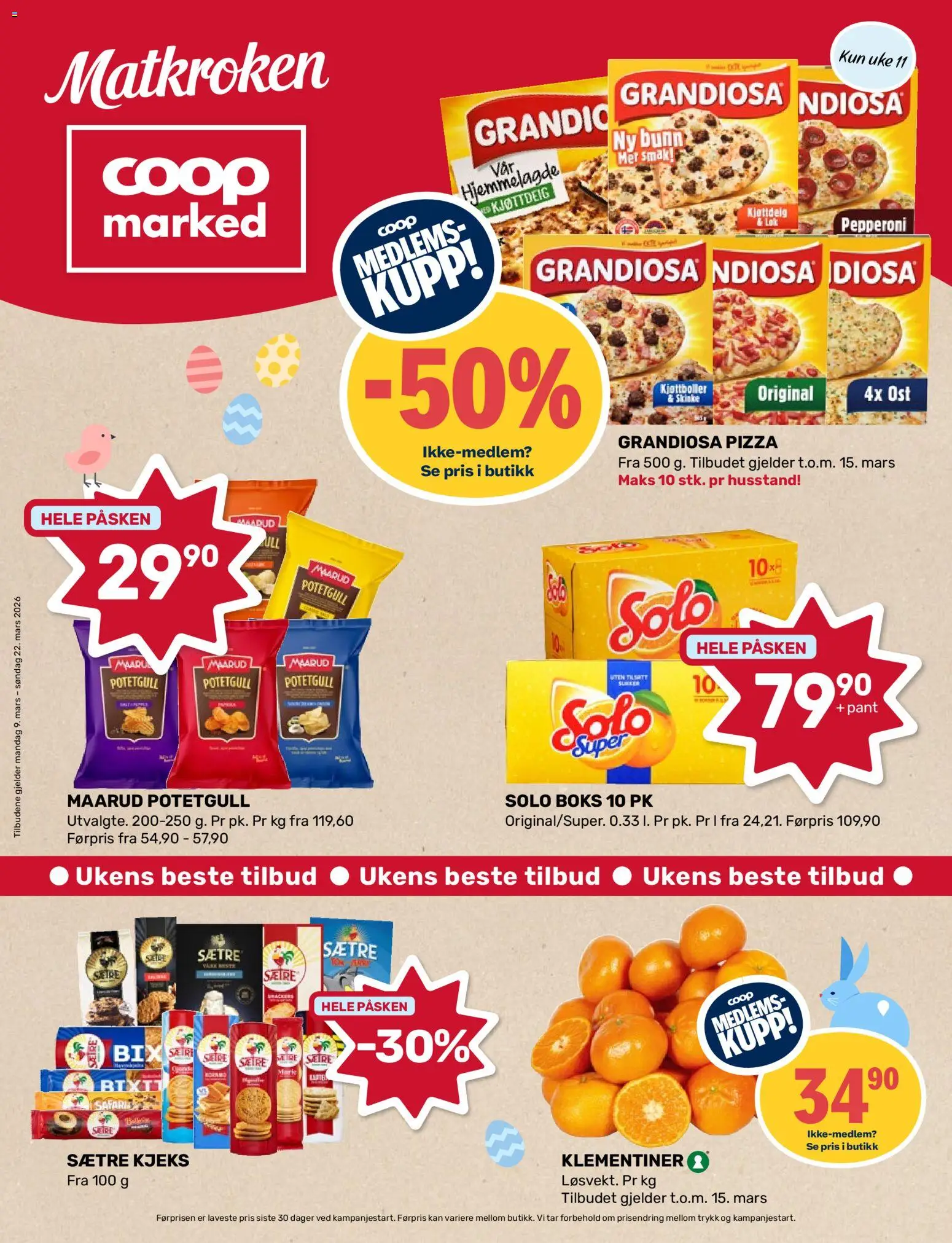 Forhåndsvis Coop Marked kundeavis fra butikk Coop Marked gyldig fra 09/03/2026 - Ost, Pizza, Kjøttboller, Løk, Kjeks, Potetgull, Kjøttdeig, Grandiosa
