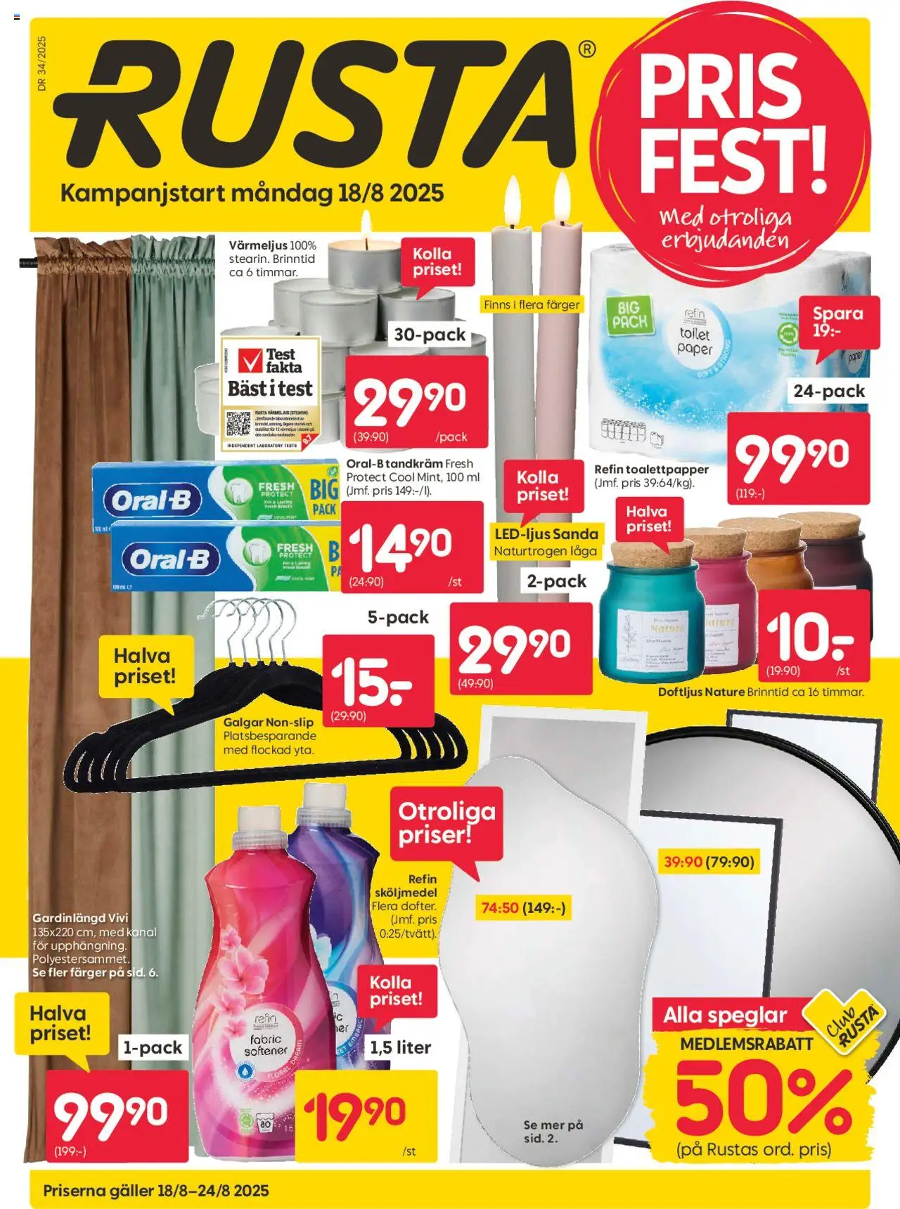 Aktuella reklamblad Rusta är giltig 18/08 2025 > Veckans Erbjudanden gäller från 18/08/2025 till 24/08/2025 sidnummer 1