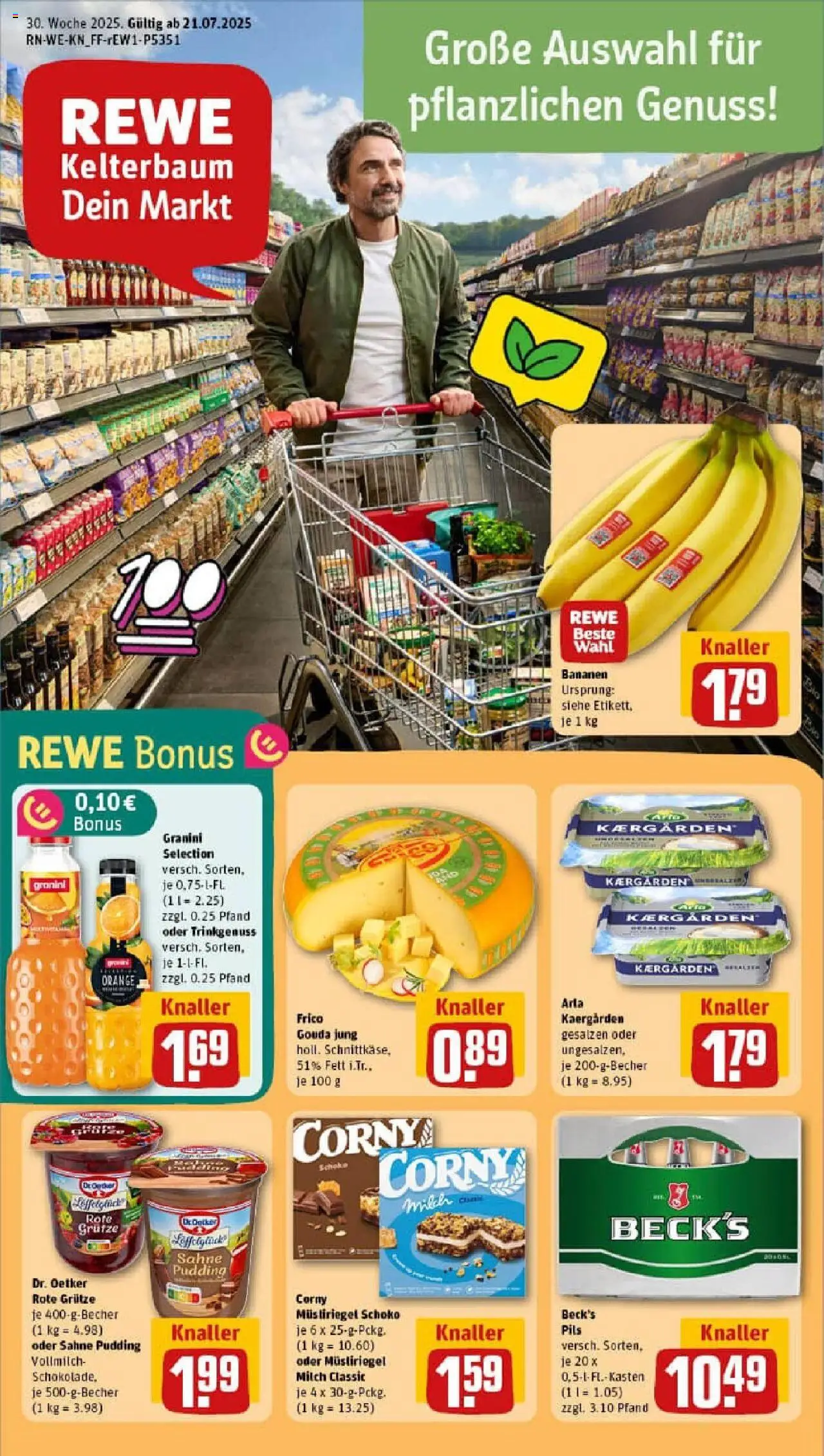 REWE Prospekt ab 20.07.2025 nächste Woche - Prospekt Troisdorf - Bananen, Milch, Sahne, Pudding, Gouda, Granini, Pils