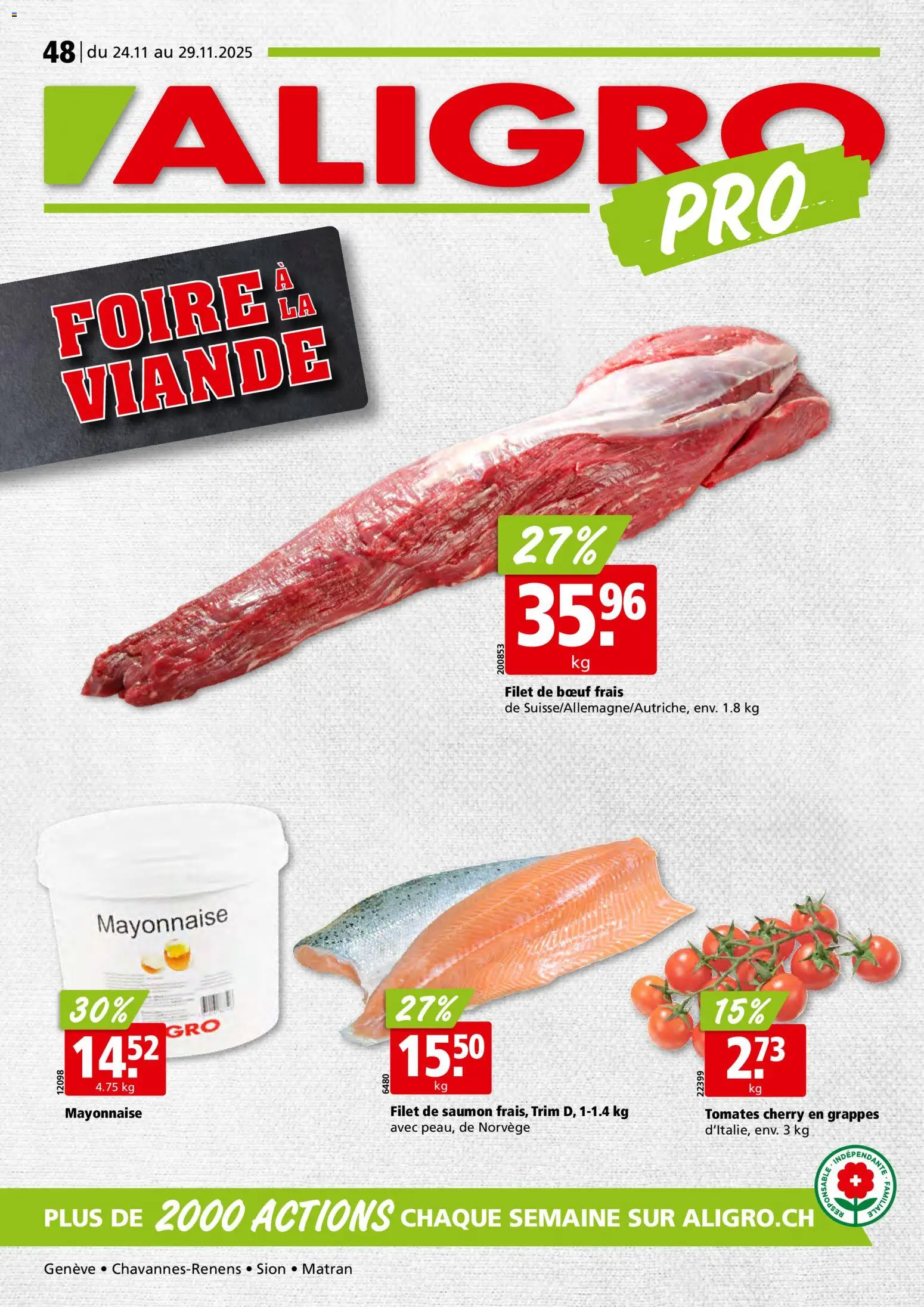 Vorschau des Merkblatts Aktionen Chavannes, Matran, Genève, Sion vom Shop Aligro gültig von 24.11.2025 bis 29.11.2025