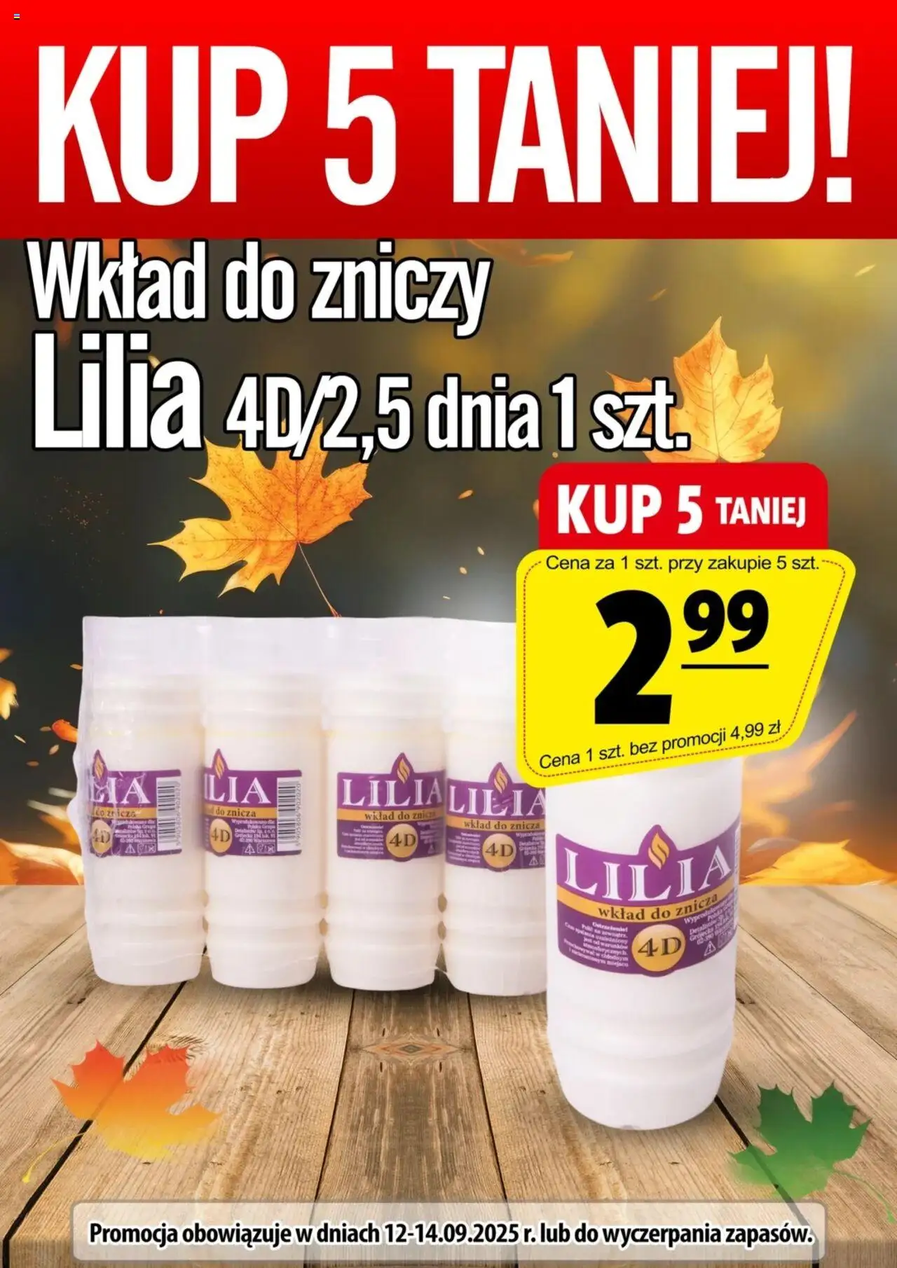Prim Market Promocja - Wkład Do Zniczy Lilia 4d/2,5 Dnia od 12.09.2025 - Nowa Gazetka - Numer strony 1