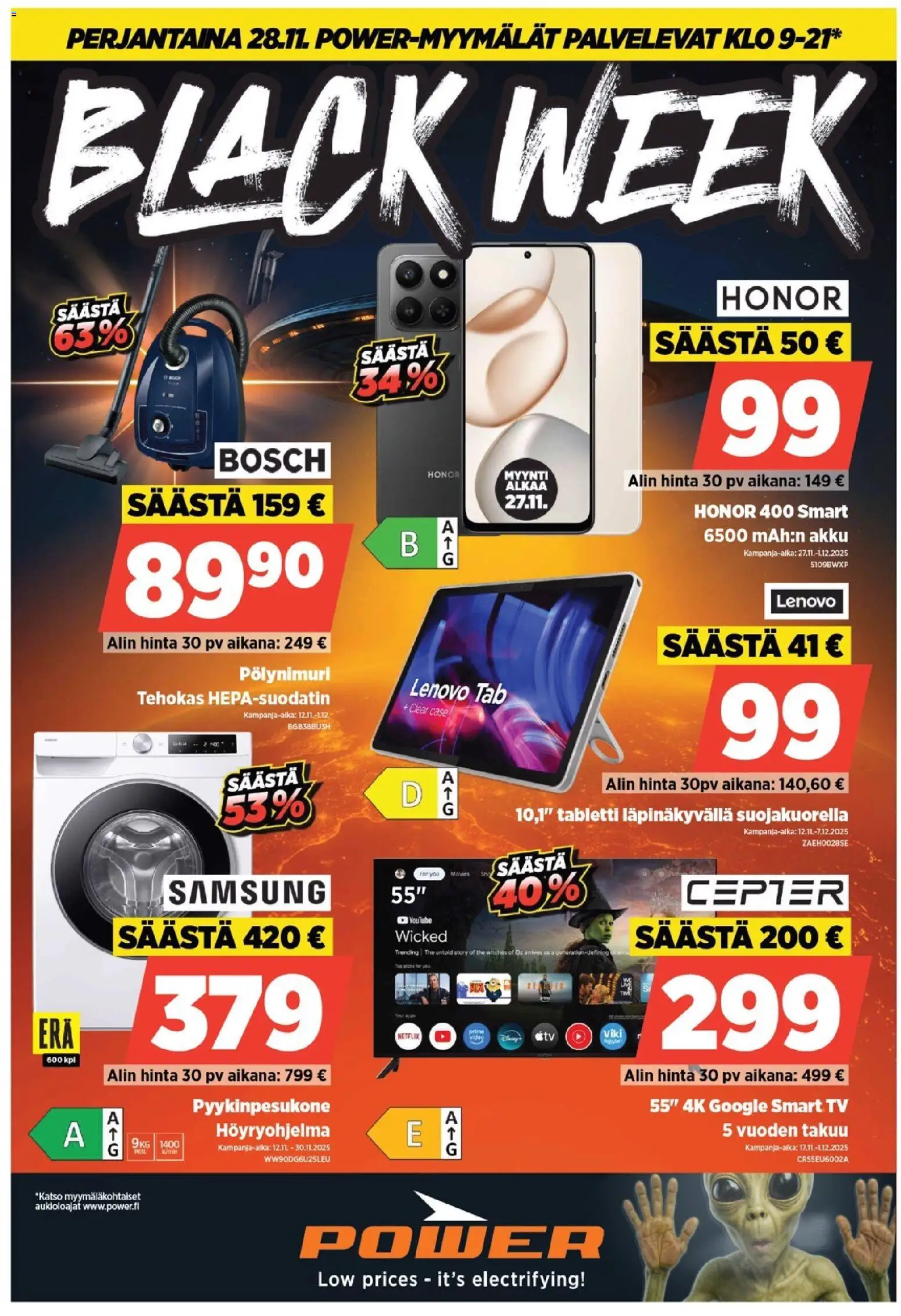 Kaupan Power Black Friday esikatselu, voimassa 24/11/2025