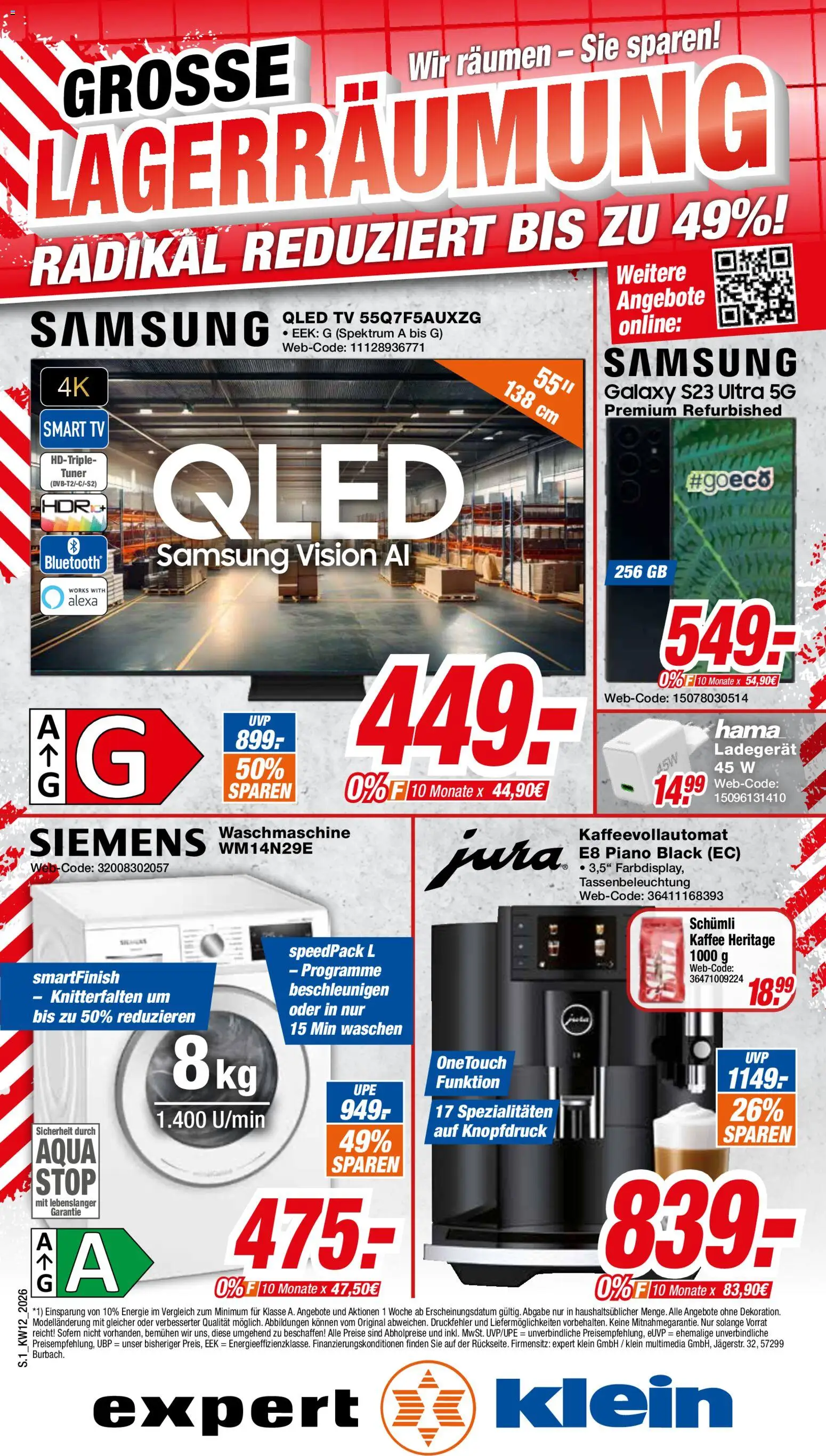 Vorschau von dem Prospekt des Geschäftes Expert, gültig ab dem 16.03.2026 - Samsung, Waschmaschine, Kaffeevollautomat, Siemens, Smart TV, Jura, Ladegerät, Spezialitäten