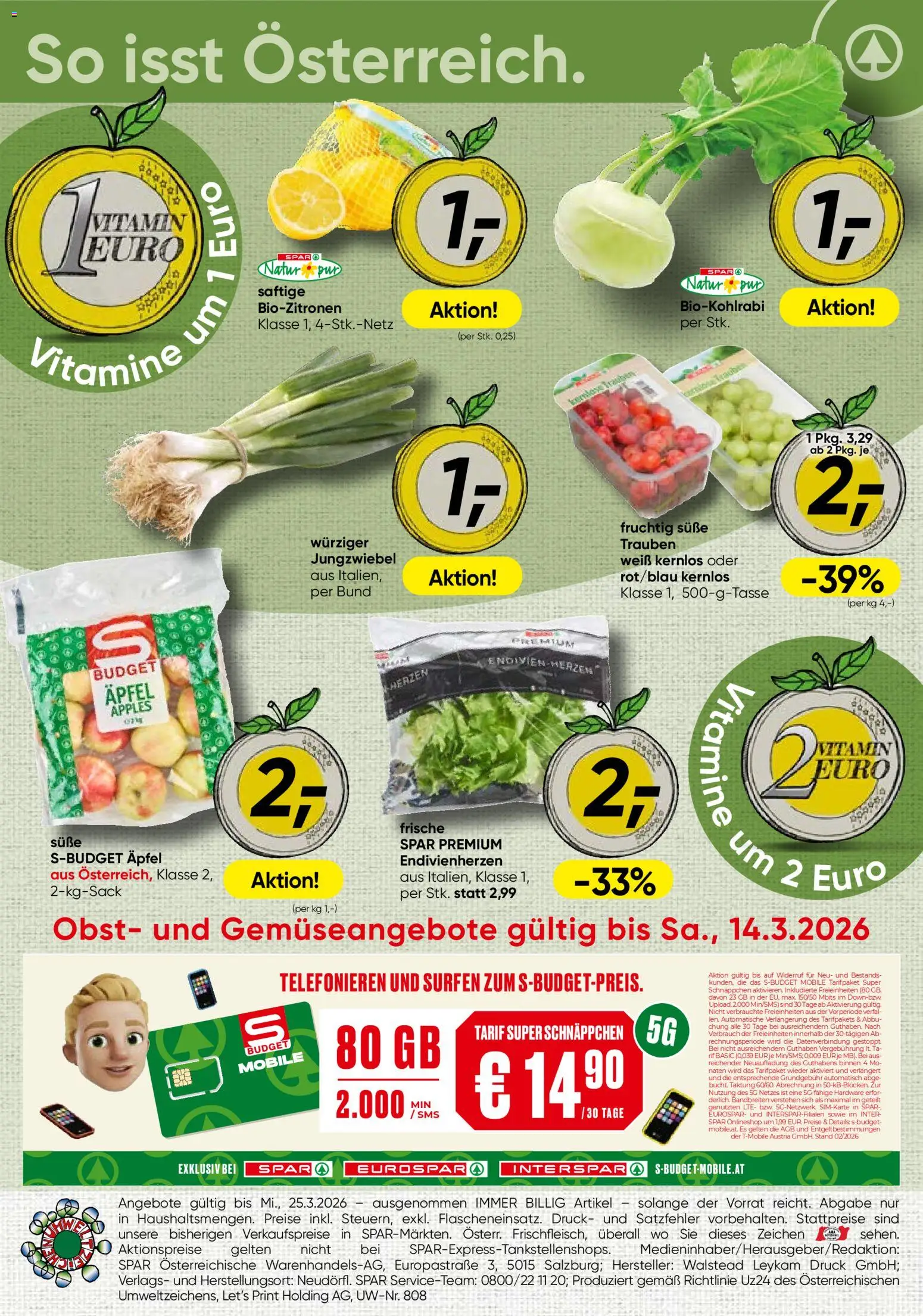 Vorschau der Angebote: Spar Spar Obst & Gemüse gültig ab 09.03.2026
