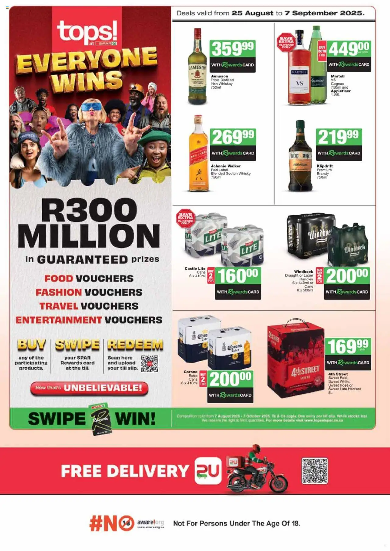 Tops at Spar Everyone Wins Specials from 25/08 - 07/09/2025 > Promotions