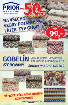 Náhled nabídky: Prior Akční Nabídka Bytových A Oděvních Látek platný od 16.02.2026