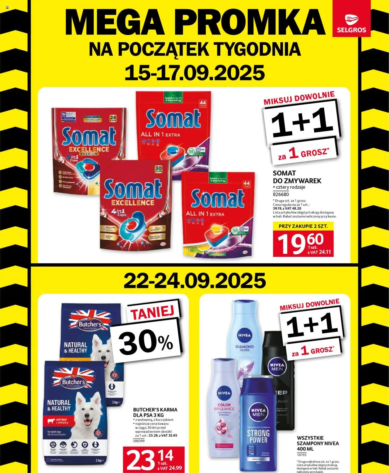 Selgros cash&carry Mega Promka od 15.09.2025 - Nowa Gazetka - Numer strony 1 - Wołowina, Karma, Szampon