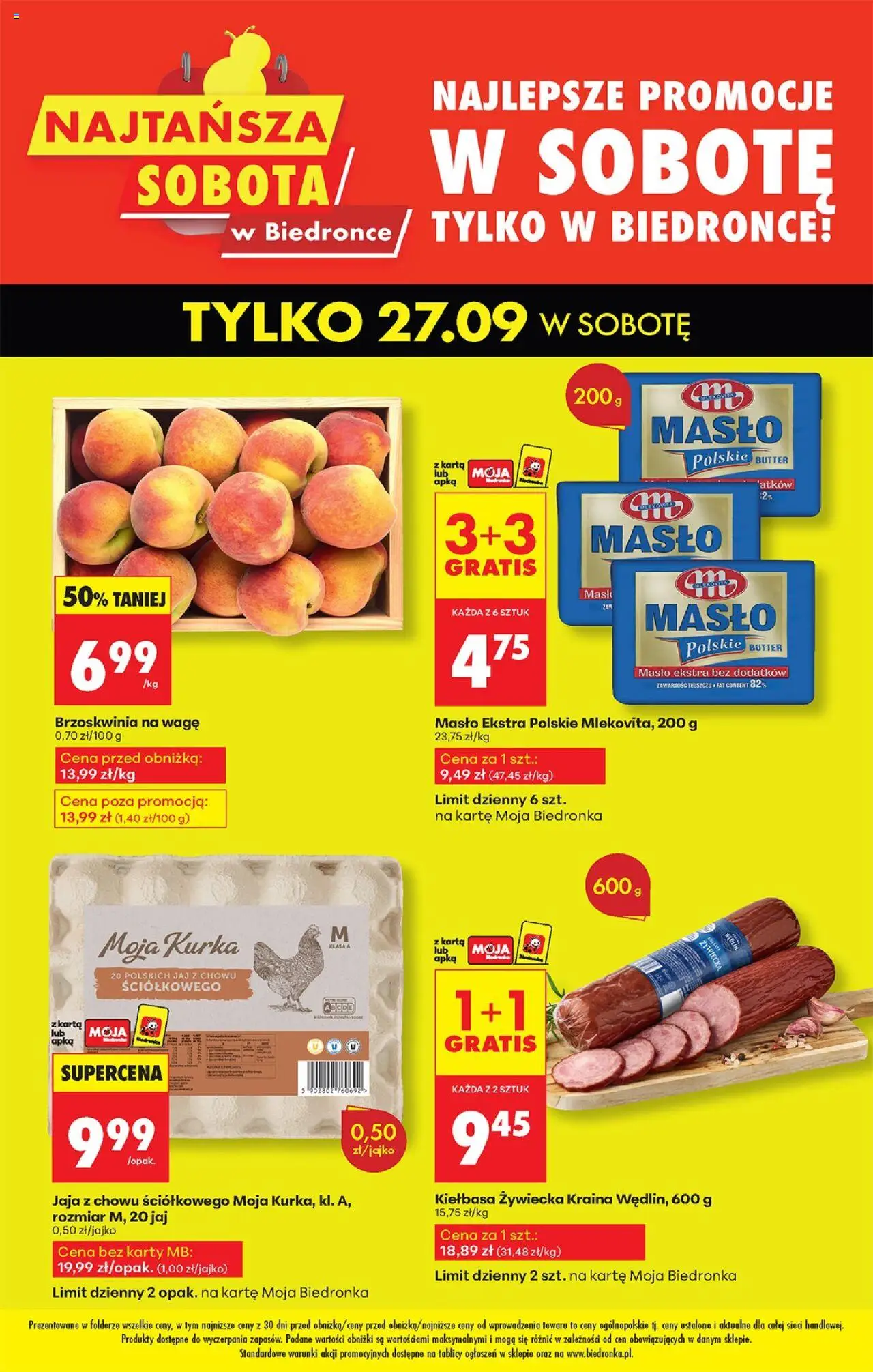 Biedronka gazetka promocyjna 27.09.2025 - "Najtańsza sobota" - Numer strony 1