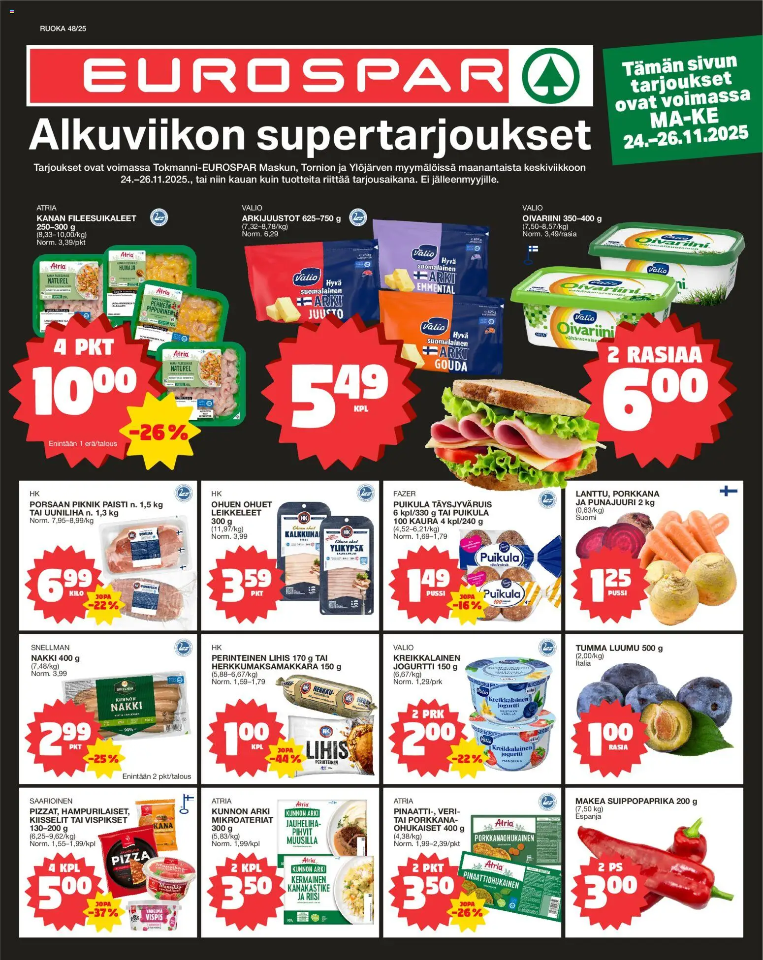 Kaupan Tokmanni EUROSPAR esikatselu, voimassa 24/11/2025