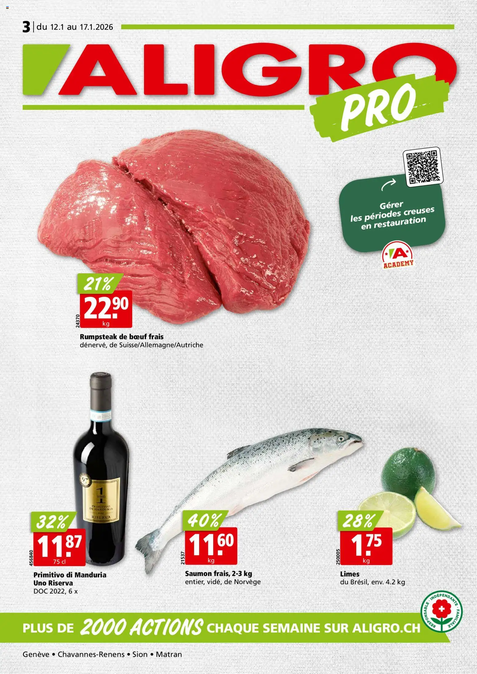 Vorschau des Merkblatts Aktionen Chavannes, Matran, Genève, Sion vom Shop Aligro gültig von 12.01.2026 bis 17.01.2026