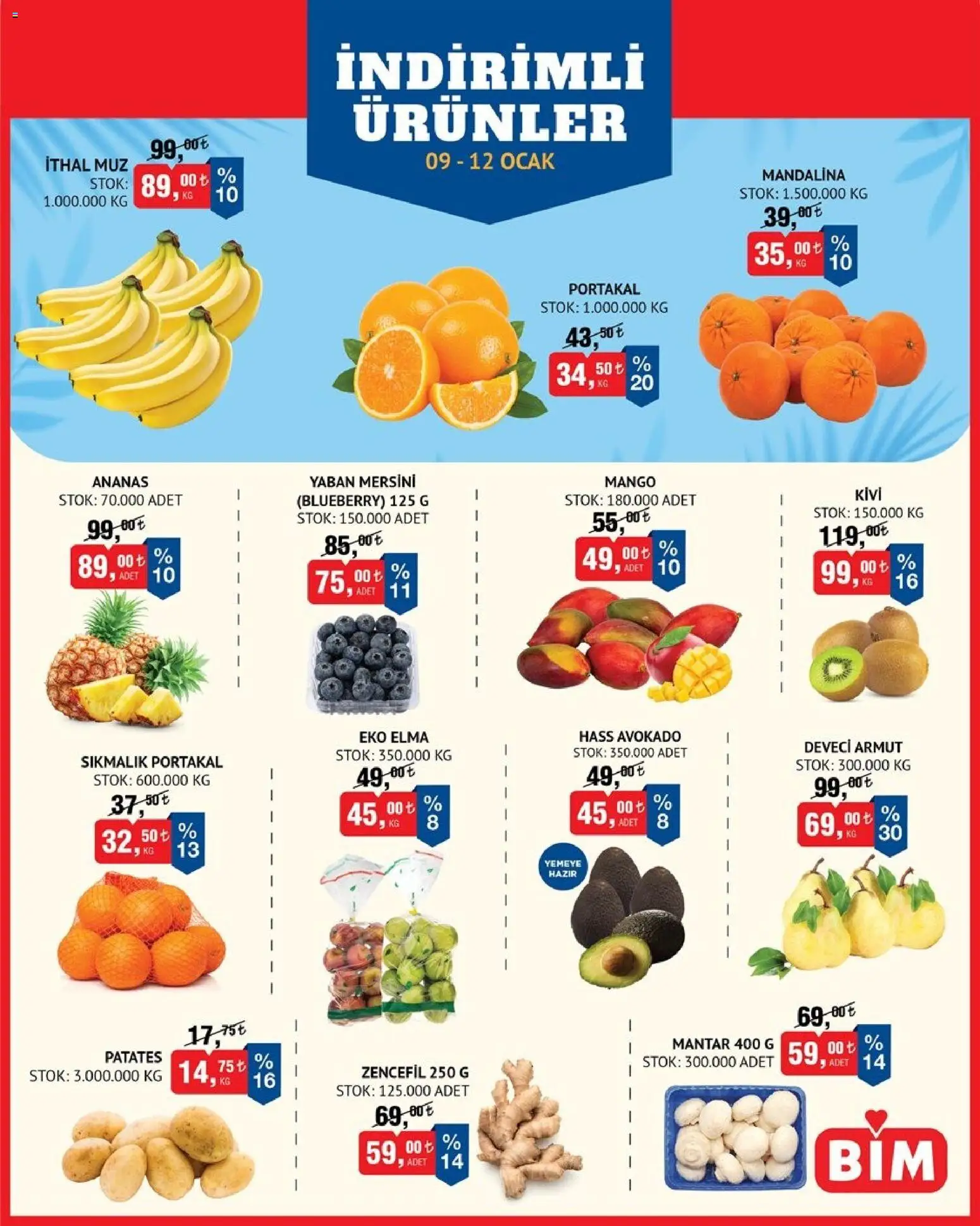 BİM Meyve-Sebze, İndirim 09.01.2026 - Broşürünün önizlemesi