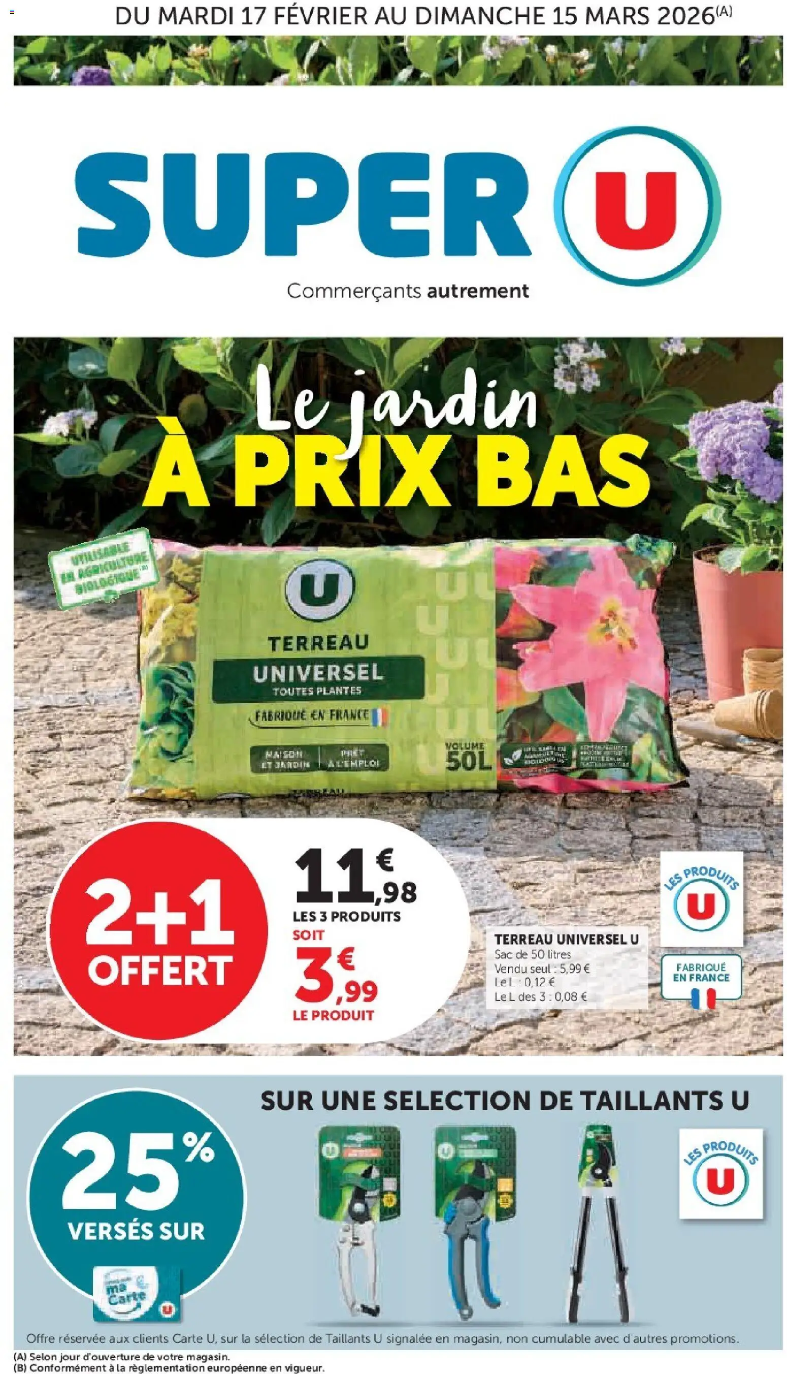 Prévisualisation de Le jardin à prix bas du magasin Super U formulaire valide 17/02/2026