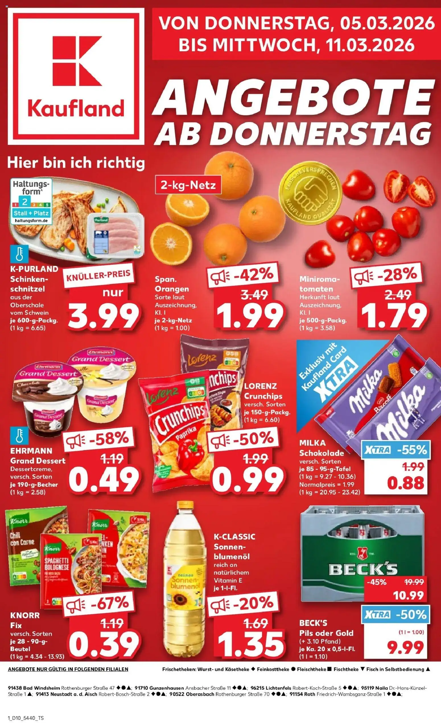 Vorschau von dem Prospekt des Geschäftes Kaufland, gültig ab dem 05.03.2026 - Schnitzel, Wurst, Bad, Paprika, Tomaten, Knorr, Orangen, Pils