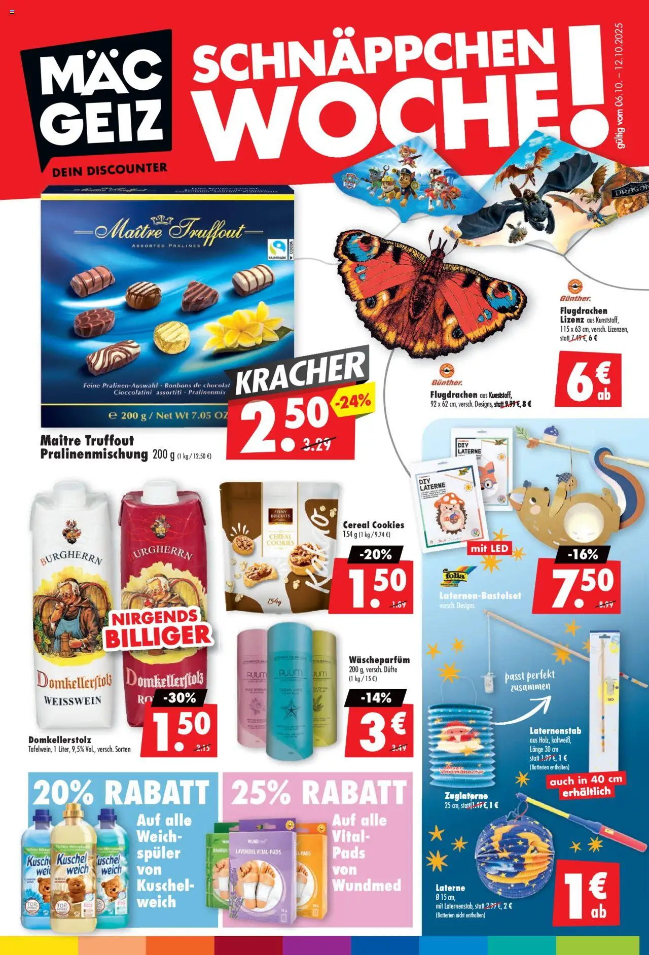 Mäc Geiz Prospekt (vom 06.10.2025 - 12.10.2025) - Batterien, Lavendel, Weißwein