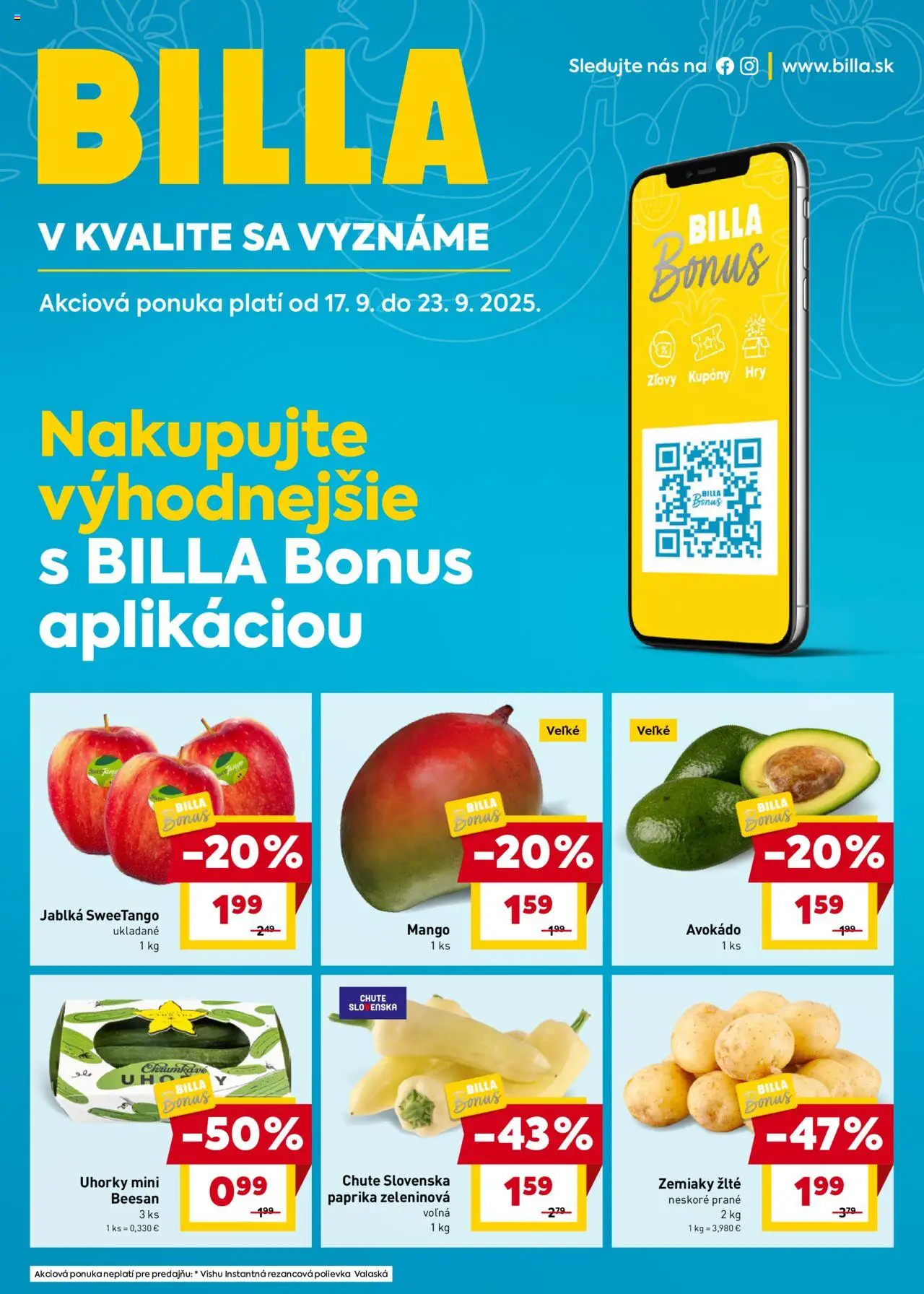 Billa leták od 17.09.2025 > Bonus online