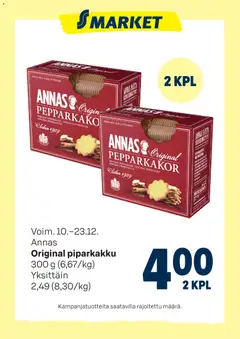 Kaupan S-market Tarjoukset Annas Original piparkakku esikatselu, voimassa 10/12/2025