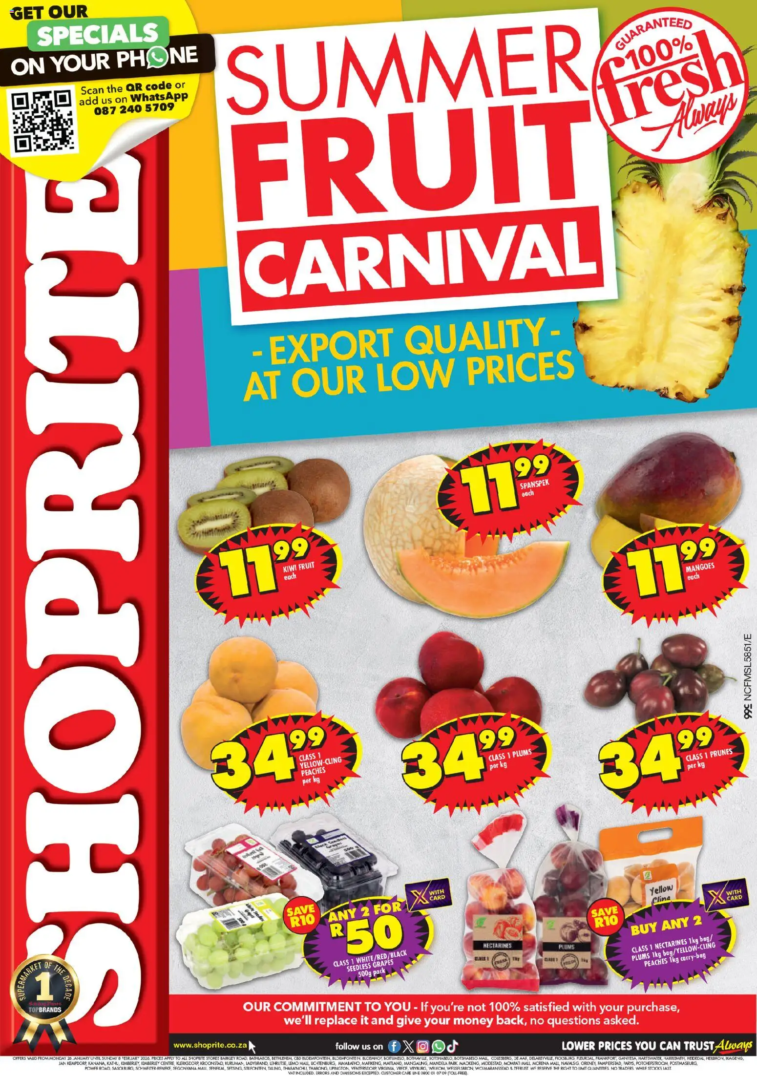 Preview of Shoprite flyer valid from 26/01/2026 - Phone, Fruit, Kiwi, Grapes, Nectarines