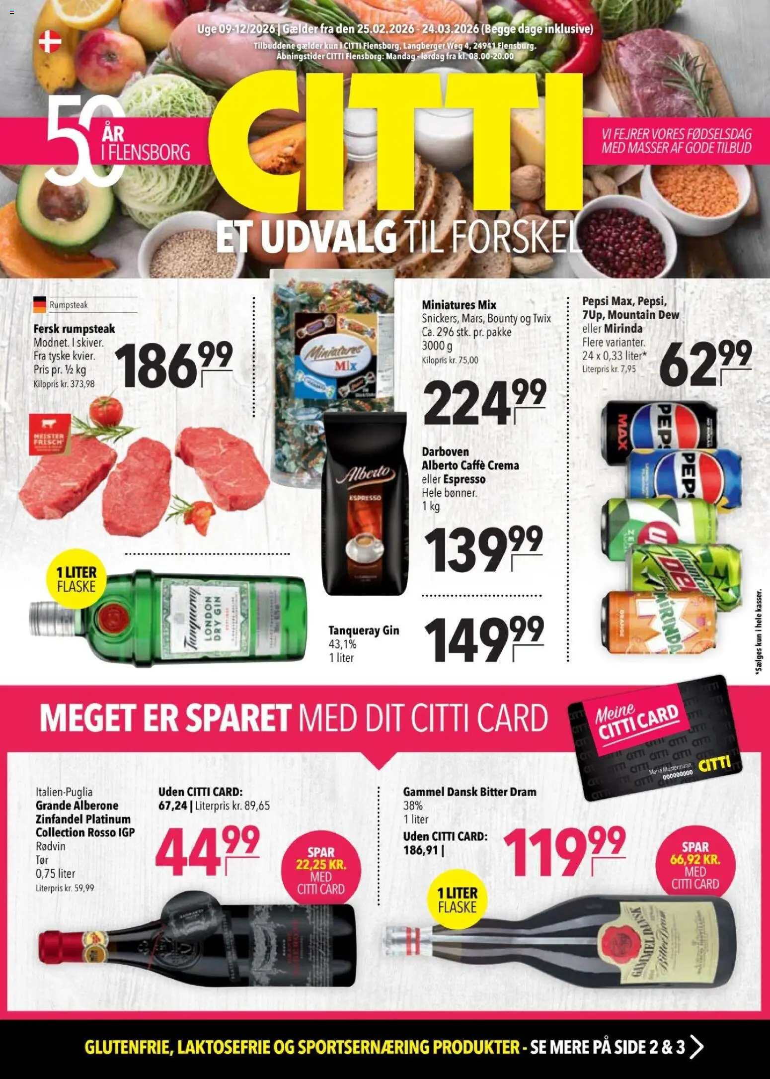 Eksempel på tilbudsavis Tilbudsavis fra butik CITTI gyldig fra 24/02/2026 - Gin, Pepsi, Bønner, Rødvin