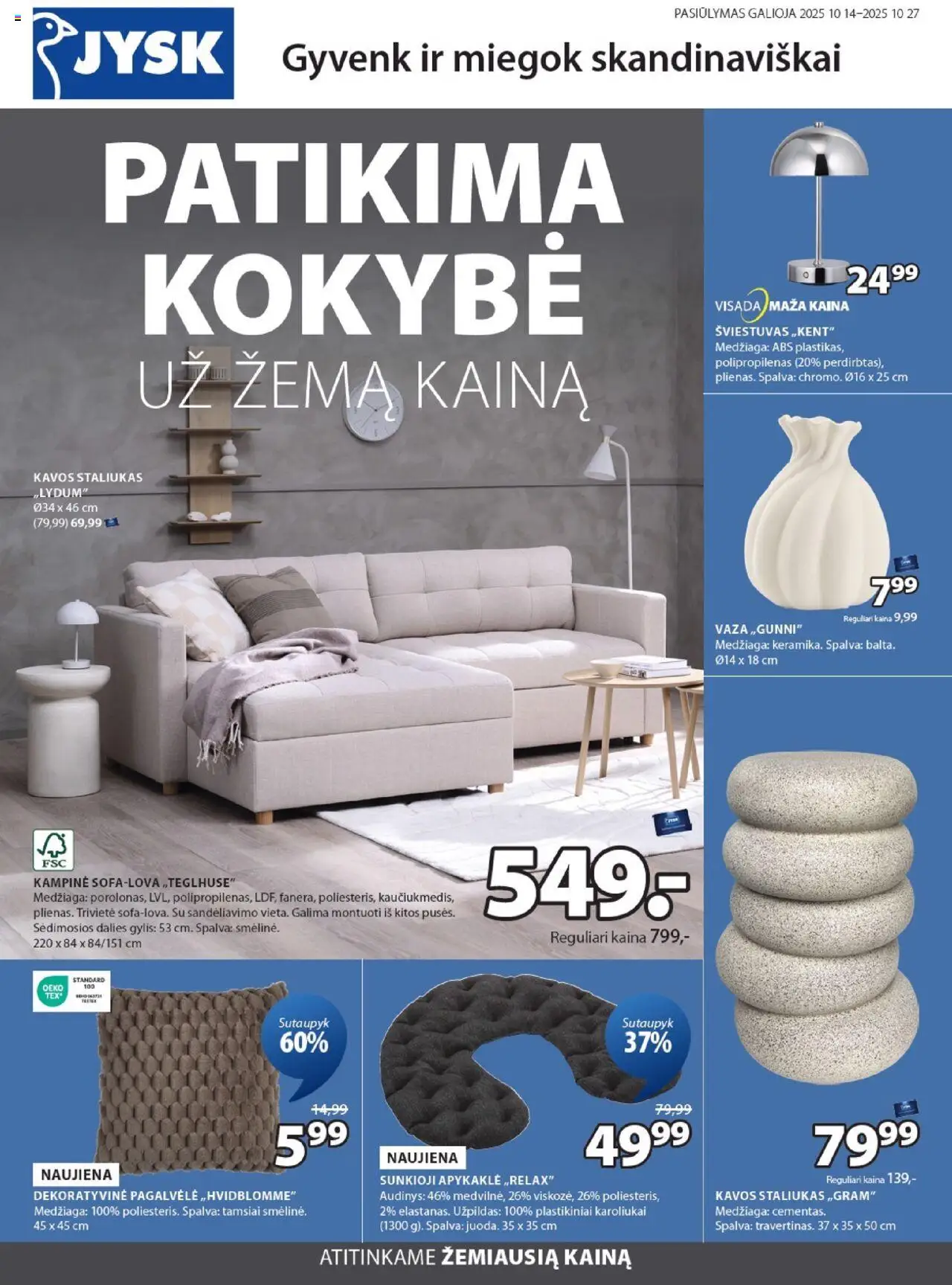 JYSK leidinys galioja nuo 2025.10.14 – puslapio numeris 1
