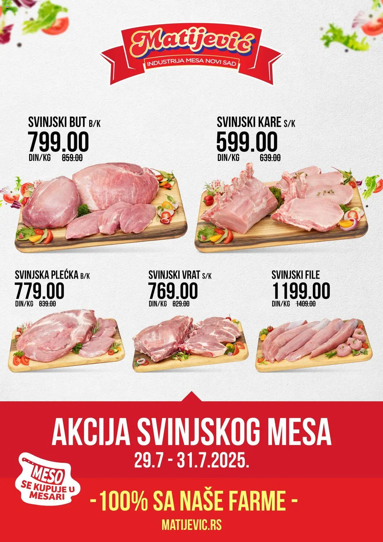 Matijevic katalog važi od 29.07.2025 - stranica 1 - Svinjski file, Meso, Svinjski vrat, Svinjski kare, Svinjski but, Vrat, Svinjska plećka
