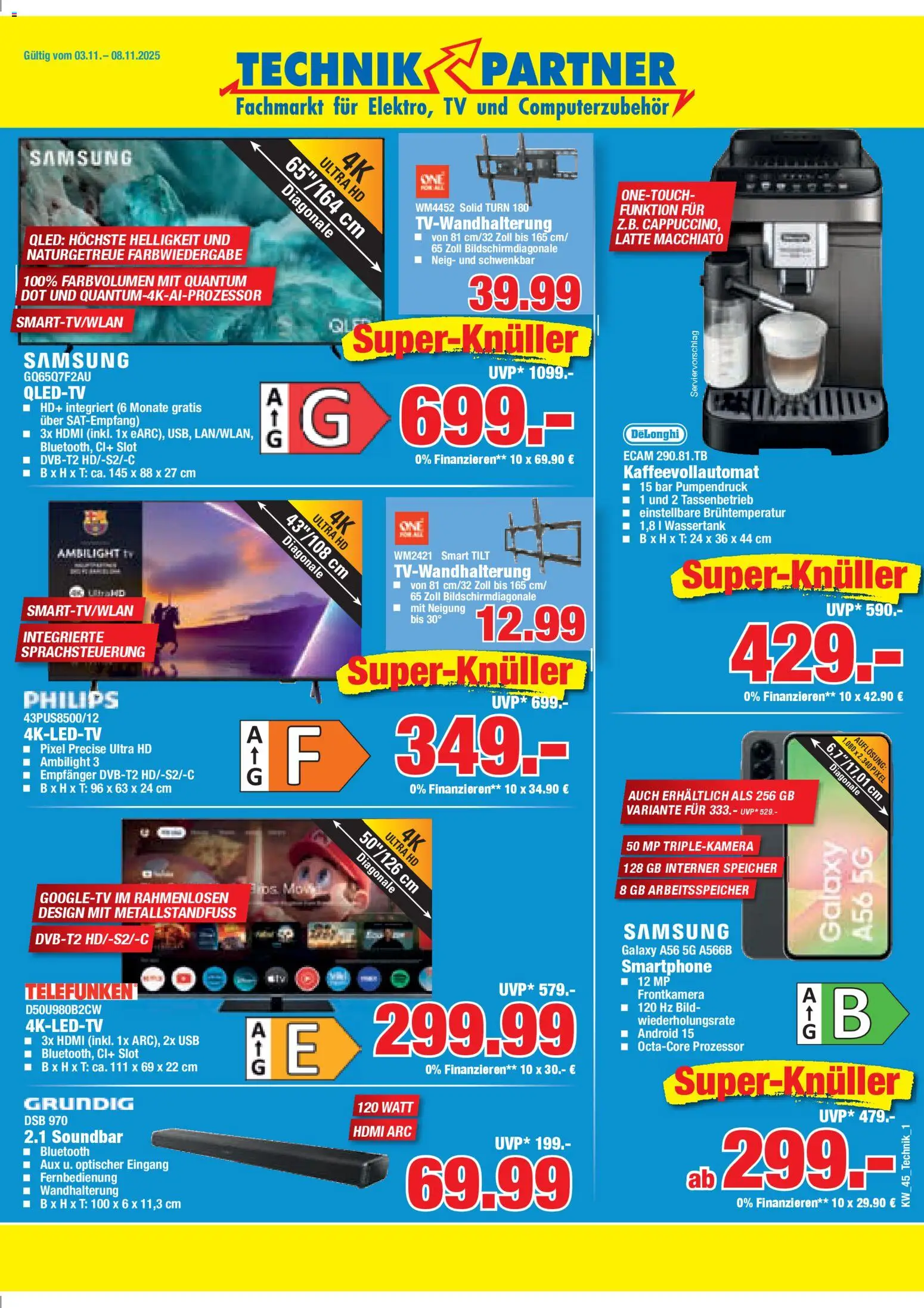 Vorschau von dem Prospekt des Geschäftes HERKULES, gültig ab dem 03.11.2025 - Samsung, TV, Kaffeevollautomat, Philips, Soundbar, USB, Smartphone